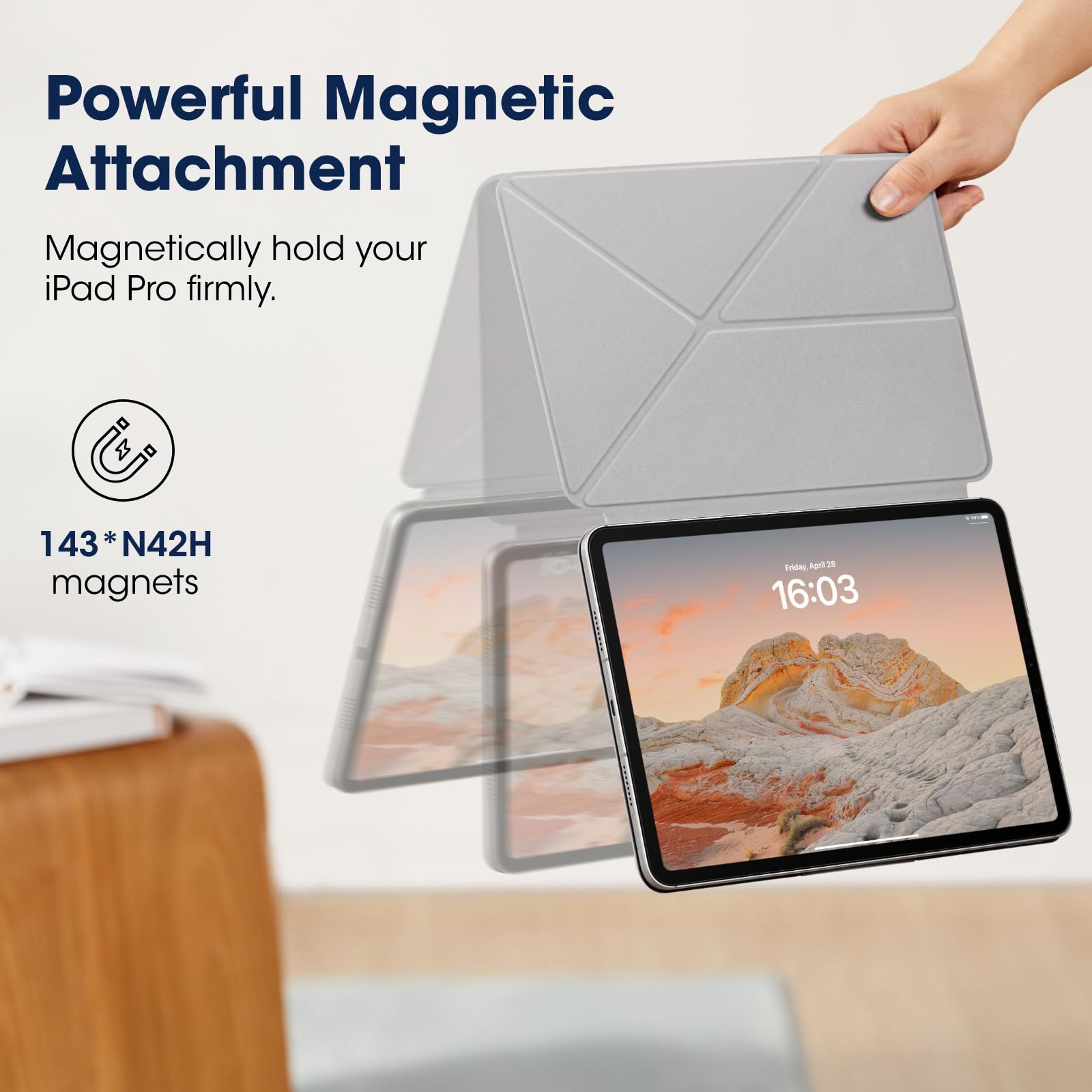 pitaka PITAKA iPad Pro 12.9 Case Lightweight Magnetic Cover for iPad Air M3 M2 13 Inch and iPad Pro 12.9 with 4 Standing Angles White - View 6 of 9