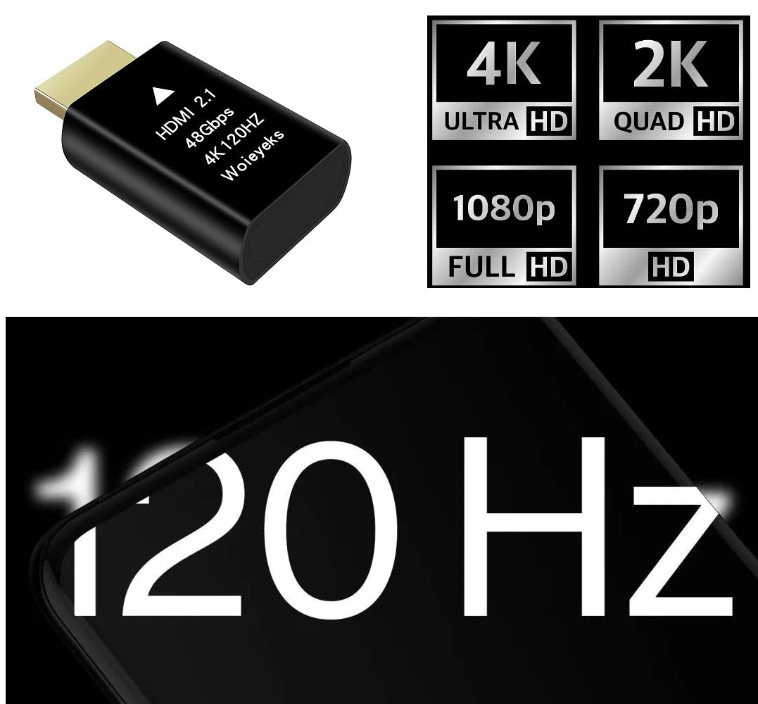 Woieyeks Woieyeks 4K 120Hz HDMI 2.1 Dummy Plug Virtual Display Emulator Headless Ghost Display Adapter for 3840x2160 1440 1080P EDID Monitor Emulator - View 5 of 5
