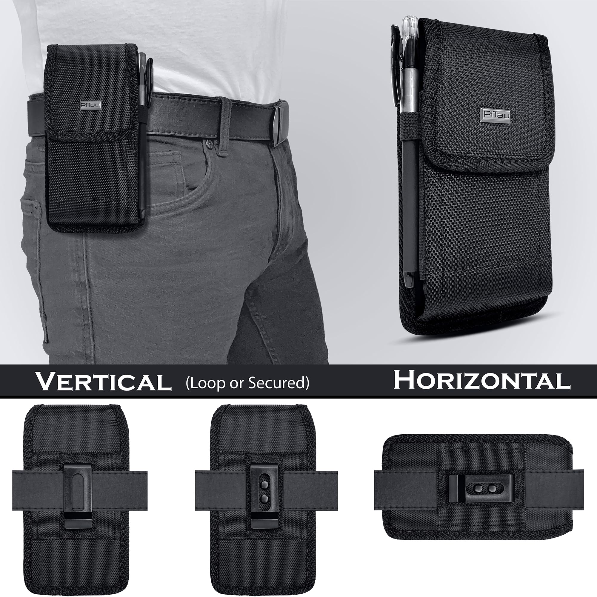 BOMEA Cell Phone Holster for Samsung Galaxy Ultra S25 S24 S23 S22 S21 and Note 20, Belt Clip Phone Case for Men, Rugged Nylon Vertical Pouch, Fits - View 5 of 7