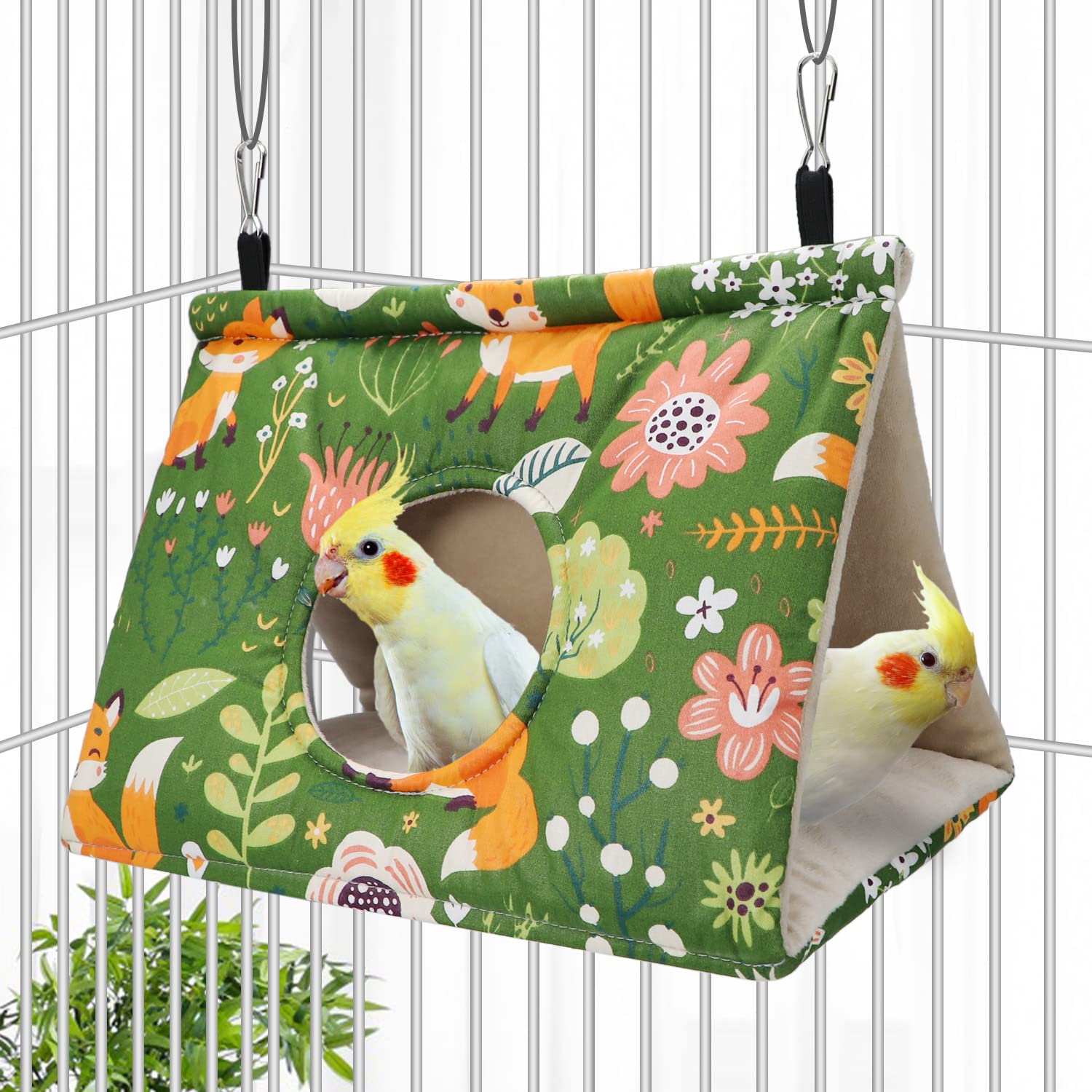 Wontee Wontee Bird Nest House Winter Warm Snuggle Hut for Parakeets Caique Senegal Quaker Parrots Cockatiels Conures Large Green - View 2 of 7