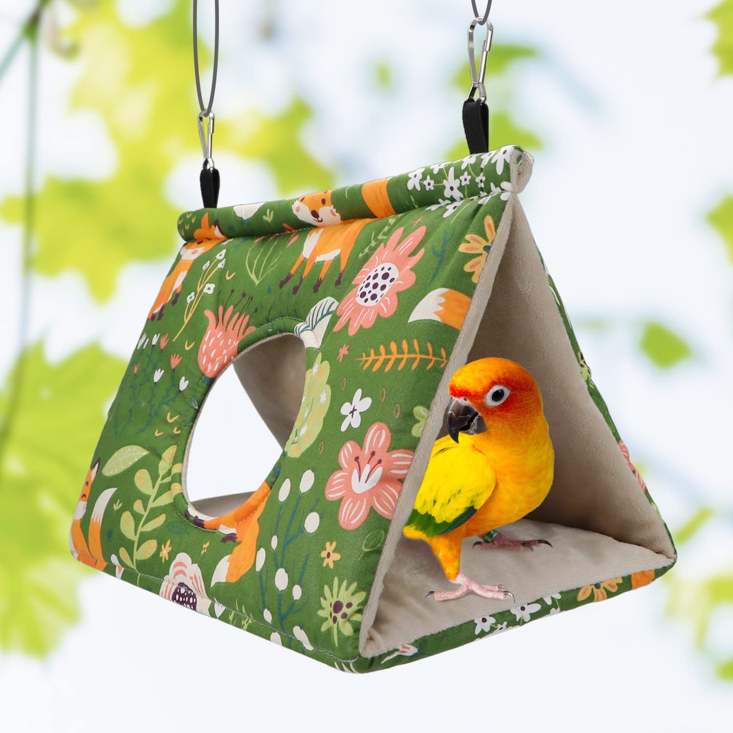 Wontee Wontee Bird Nest House Winter Warm Snuggle Hut for Parakeets Caique Senegal Quaker Parrots Cockatiels Conures Large Green - View 3 of 7