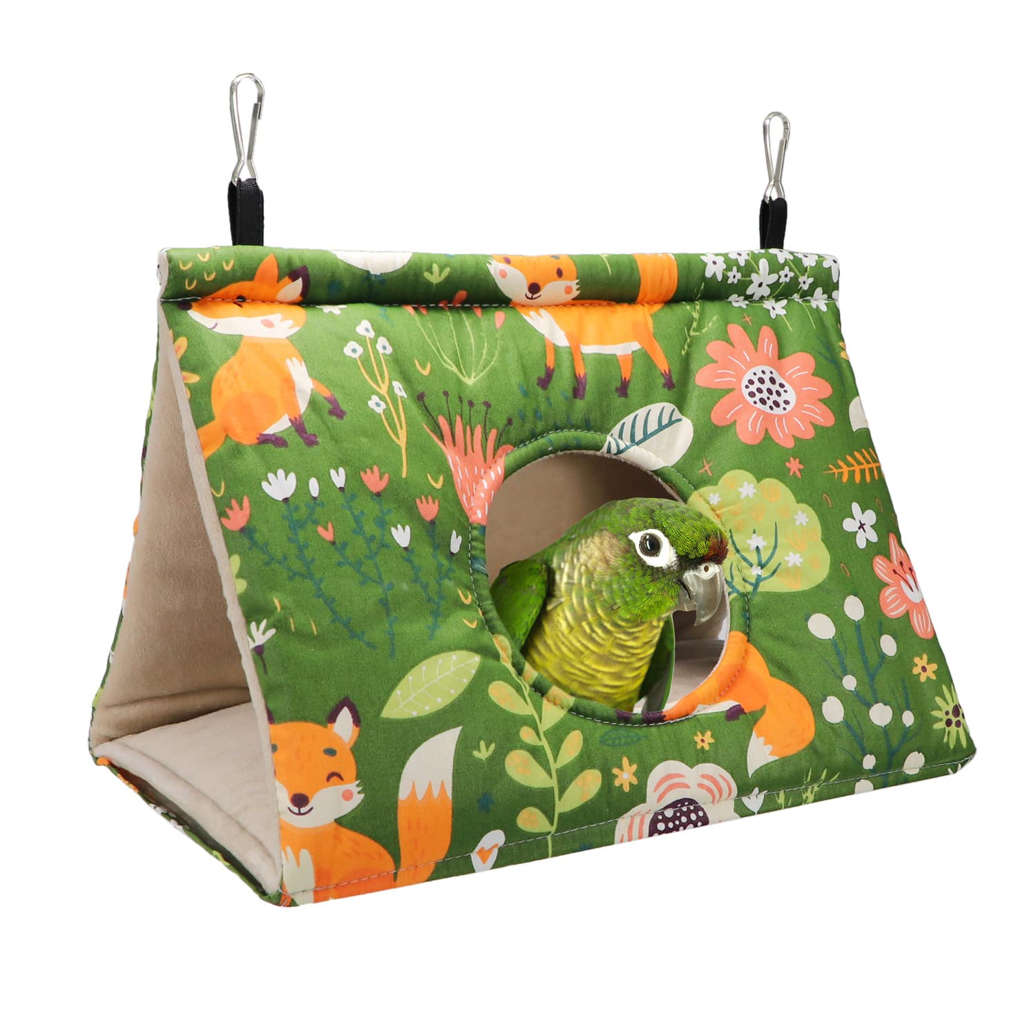 Wontee Wontee Bird Nest House Winter Warm Snuggle Hut for Parakeets Caique Senegal Quaker Parrots Cockatiels Conures Large Green