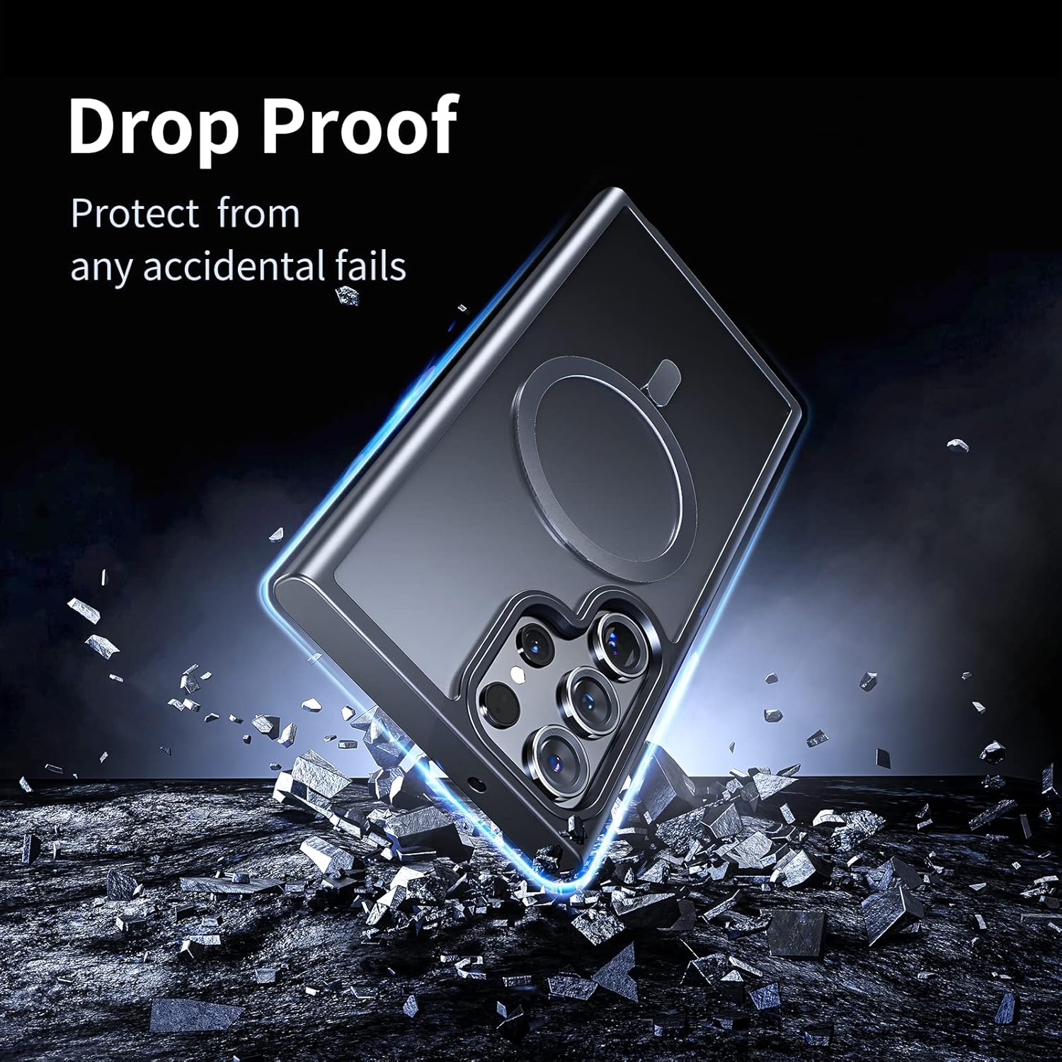 ANNGELAS ANNGELAS Slim Shockproof Mag-safe Case for Samsung Galaxy S23 Ultra 6.8inch Matte Black Soft Silicone TPU Bumper Protective Cover - View 3 of 9