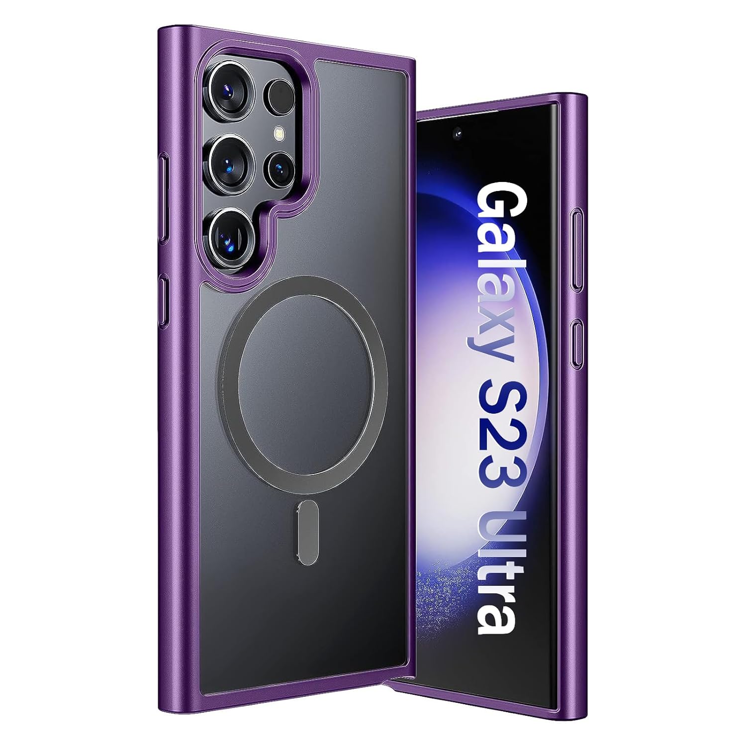 ANNGELAS ANNGELAS Slim Shockproof Mag-safe Case for Samsung Galaxy S23 Ultra 6.8inch Matte Black Soft Silicone TPU Bumper Protective Cover - View 9 of 9