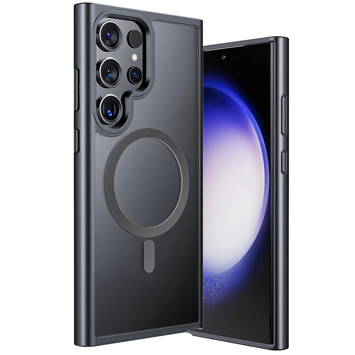 ANNGELAS ANNGELAS Slim Shockproof Mag-safe Case for Samsung Galaxy S23 Ultra 6.8inch Matte Black Soft Silicone TPU Bumper Protective Cover