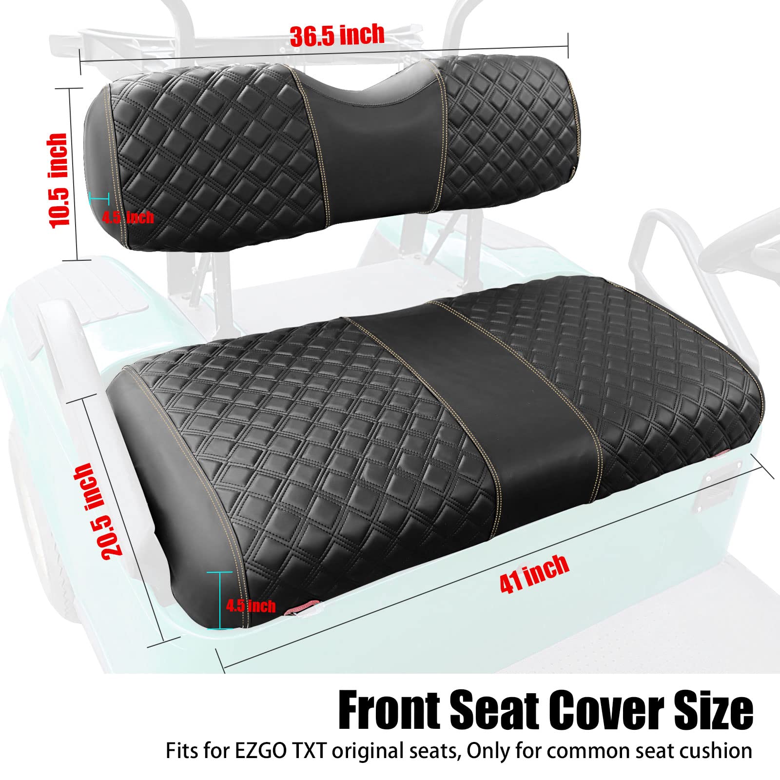 Roykaw Golf Cart Seat Covers Kit Fit for EZGO TXT OEM Ordinary Seat Cushion, Marine Grade Vinyl Material More Soft and Comfortable, Breathable and - View 6 of 8