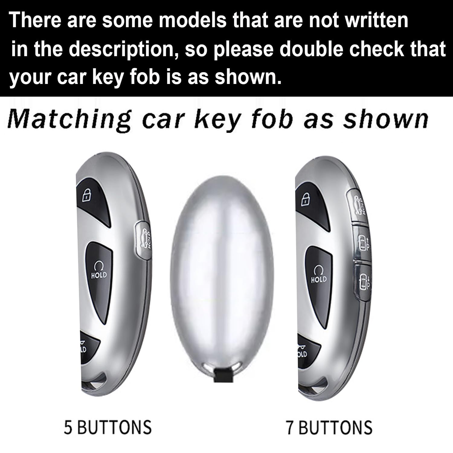 ontto 7-button Key Fob Skin with Keychain Compatible with Hyundai Azera Grandeur GN7 Ioniq 6 Kona EV 2023 Smart Remote Key Cover Genuine Leather Car - View 2 of 7