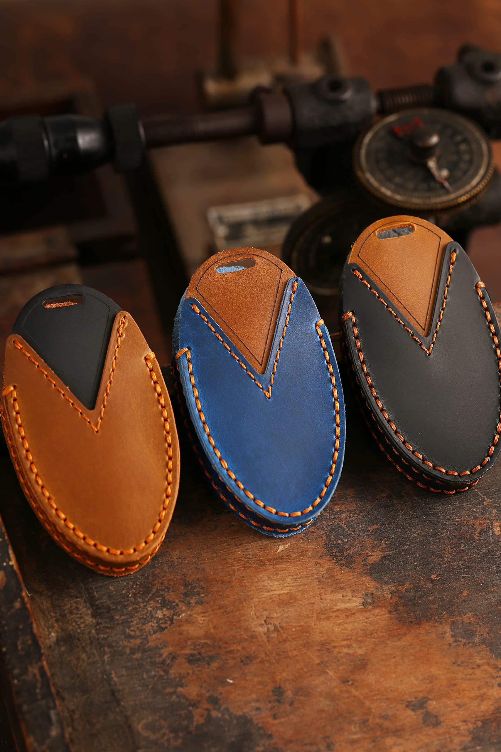 ontto 7-button Key Fob Skin with Keychain Compatible with Hyundai Azera Grandeur GN7 Ioniq 6 Kona EV 2023 Smart Remote Key Cover Genuine Leather Car - View 4 of 7