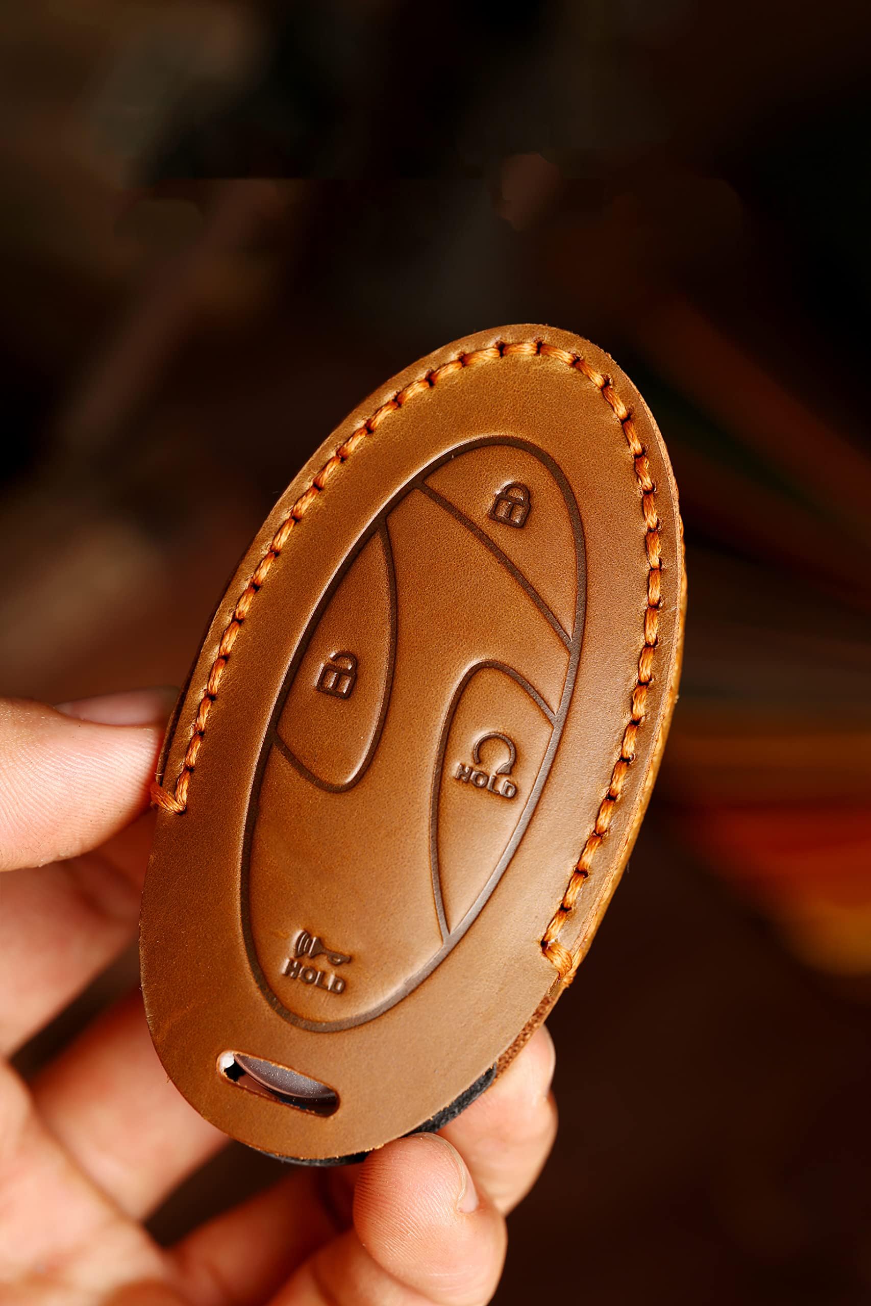 ontto 7-button Key Fob Skin with Keychain Compatible with Hyundai Azera Grandeur GN7 Ioniq 6 Kona EV 2023 Smart Remote Key Cover Genuine Leather Car - View 5 of 7