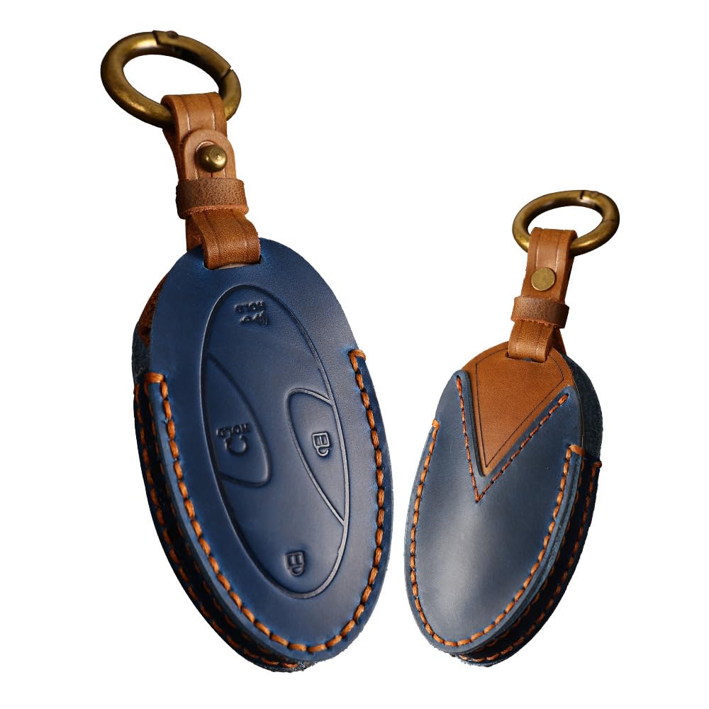 ontto 7-button Key Fob Skin with Keychain Compatible with Hyundai Azera Grandeur GN7 Ioniq 6 Kona EV 2023 Smart Remote Key Cover Genuine Leather Car
