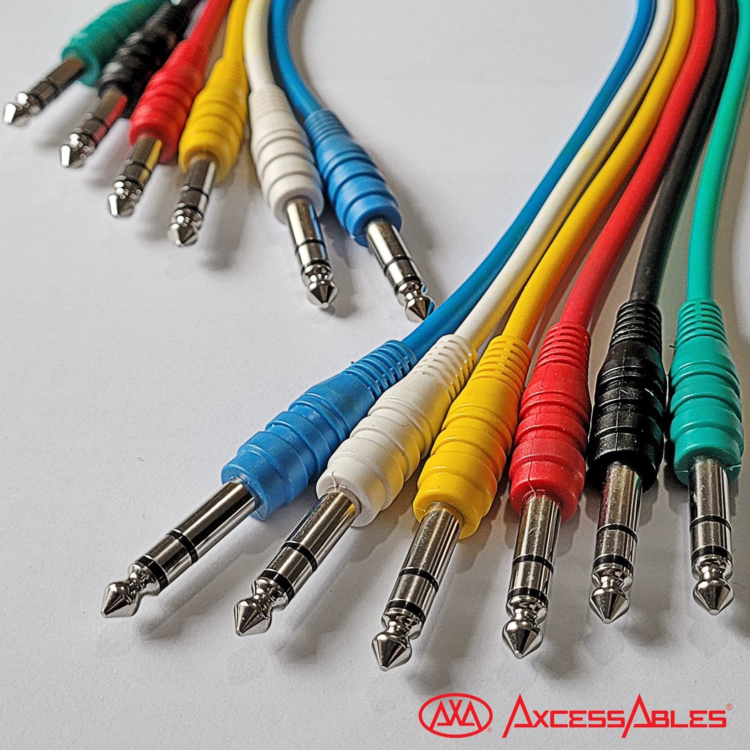 AxcessAbles 10ft 1 4" TRS to 1 4" Balanced Stereo Patch Cables - 6 Pack | 6.35mm TRS Speaker Patch Cords - View 7 of 8