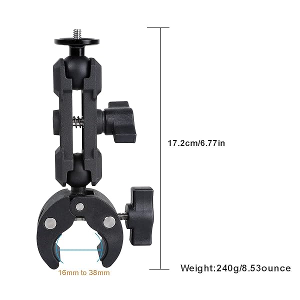 PellKing PellKing Camera Motorcycle Mount for Insta360 Go 3,X4/X3/X2,360 Rotation Metal Action Camera Clamp Holder with 1/4Thread for Moto Bike Bicycle Handlebar, for Insta360 One Go 3,X3/X2/X - View 9 of 10