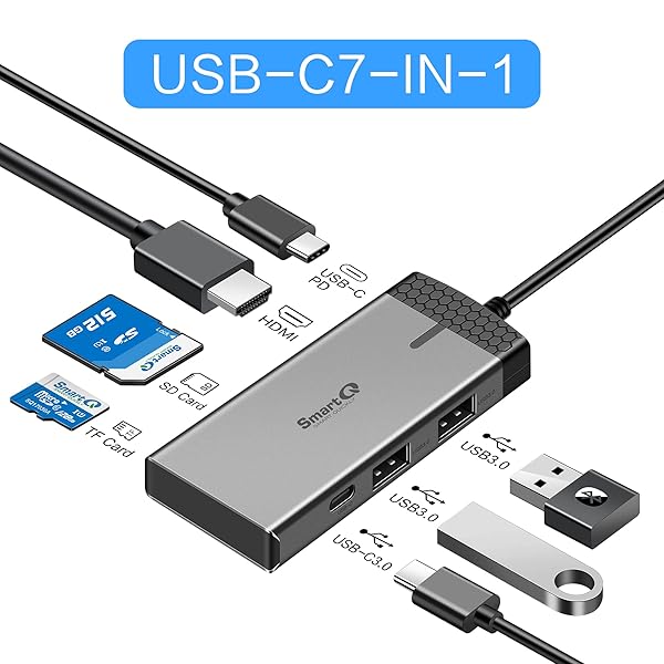 SmartQ SmartQ H352 7-in-1 USB-C Hub: 4K HDMI, 100W PD, USB-A, Card Reader for MacBook, XPS & More - View 4 of 8