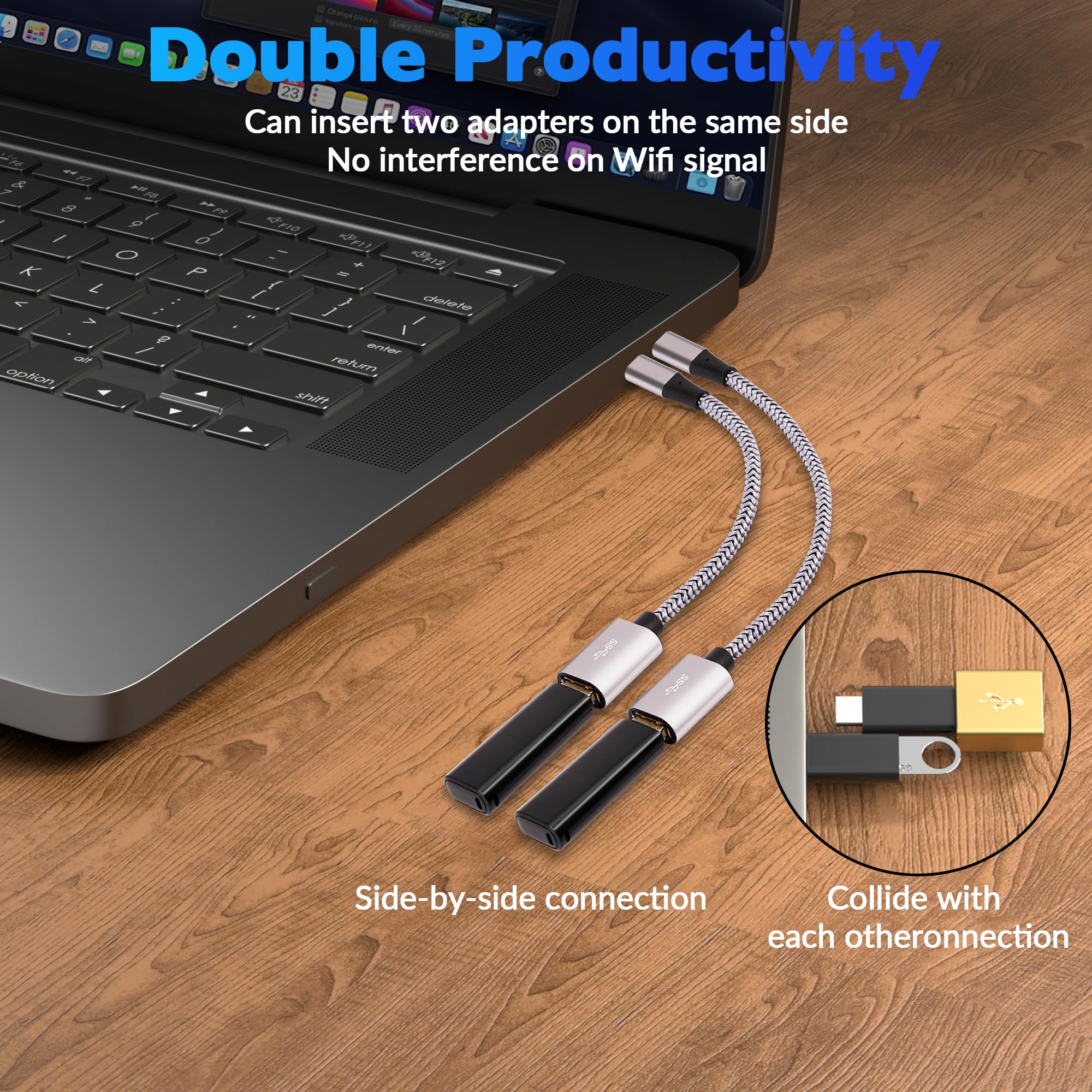 Togconn USB C to USB 3.0 Adapter 4 Pack Nylon Braided Type C OTG Cable for iPhone 15 Pro Max Samsung S23 Ultra MacBook Pro Air Google Pixel - View 3 of 7