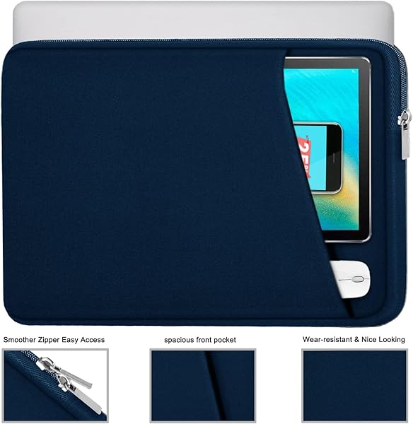 Askuko Durable 14 Inch Laptop Case Sleeve Shockproof Protective Bag for MacBook Air Pro HP Asus Lenovo Dark Blue - View 4 of 9