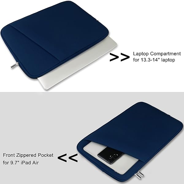Askuko Durable 14 Inch Laptop Case Sleeve Shockproof Protective Bag for MacBook Air Pro HP Asus Lenovo Dark Blue - View 6 of 9