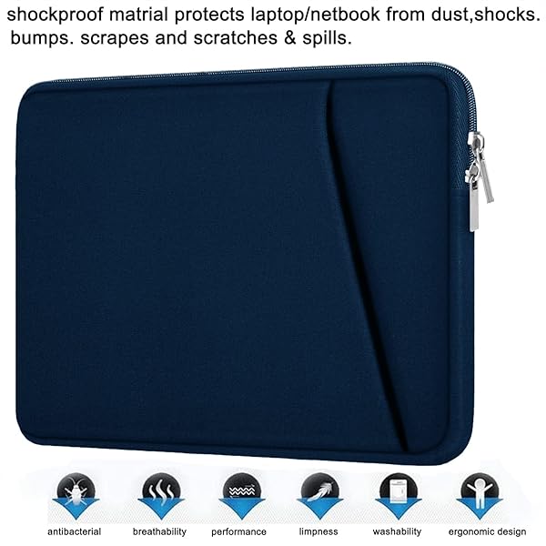 Askuko Durable 14 Inch Laptop Case Sleeve Shockproof Protective Bag for MacBook Air Pro HP Asus Lenovo Dark Blue - View 8 of 9