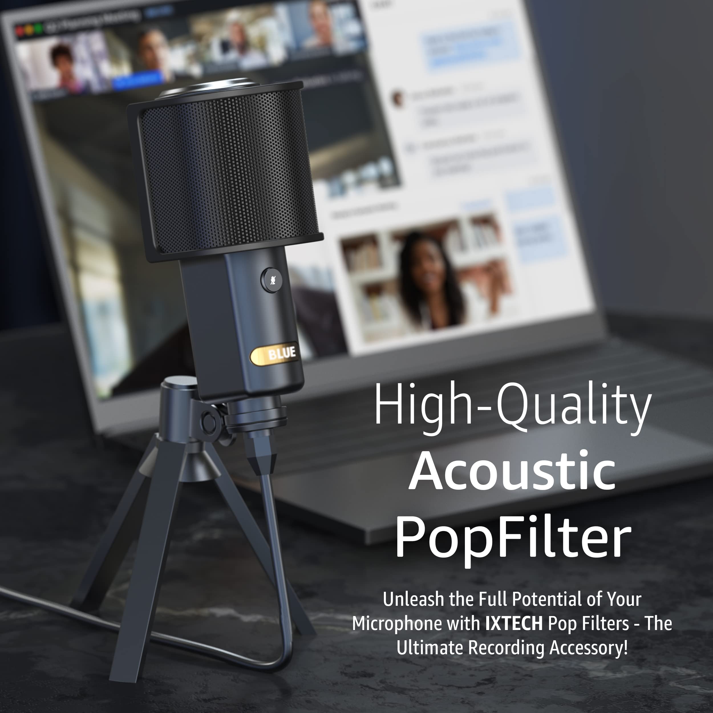 IXTECH Microphone Pop Filter, Mic Pop Screen with Metal Mesh and Foam Filter, Handheld Mic Windscreen Cover Pop Shield, Noise Shield Microphone - View 5 of 7