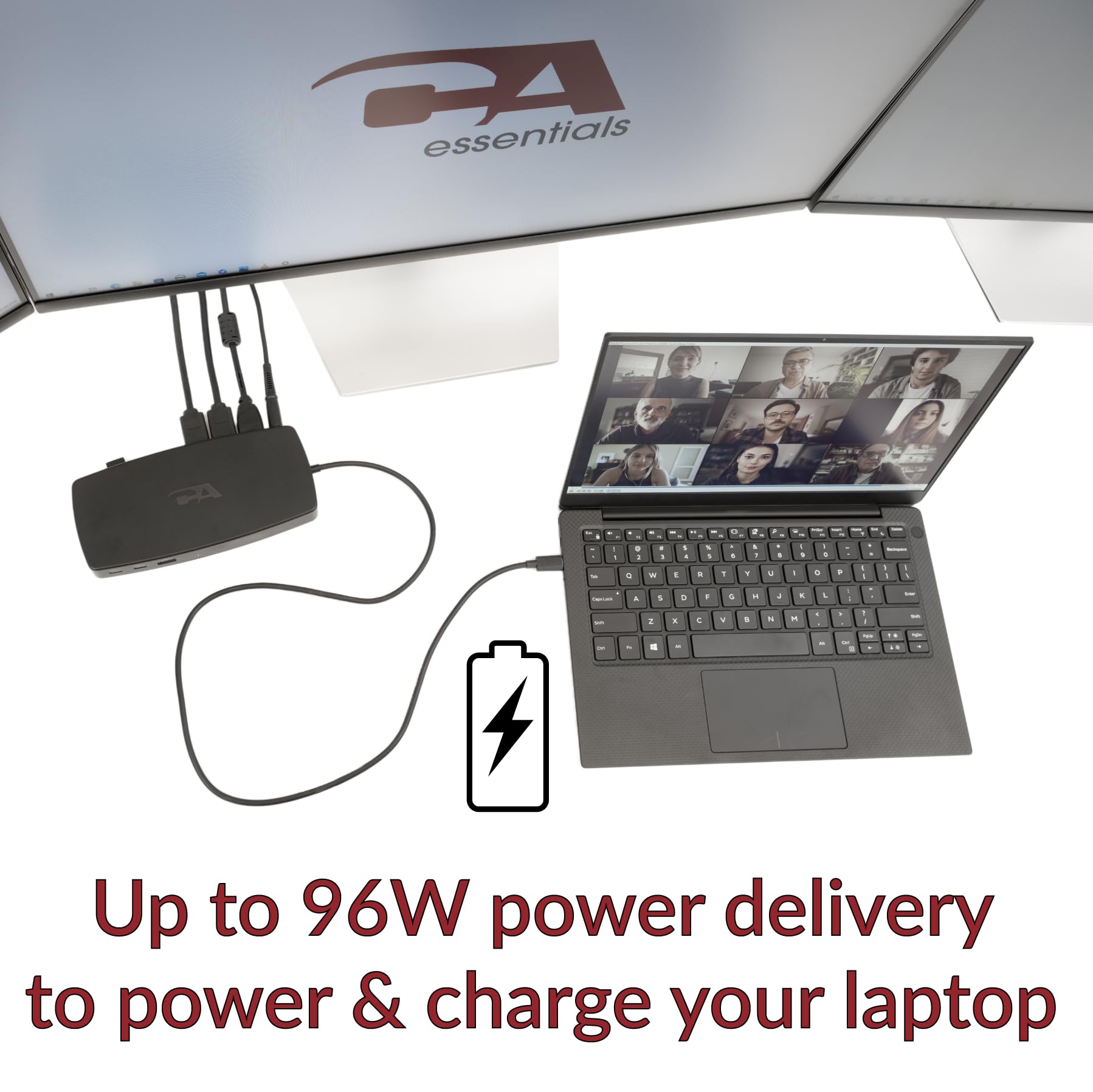 Cyber Acoustics CA Essential Universal Docking Station DS-6000 USB-C Triple 4K HDMI Six USB Ports Ethernet 90W Power Laptop Windows Mac TAA Compliant - View 5 of 7