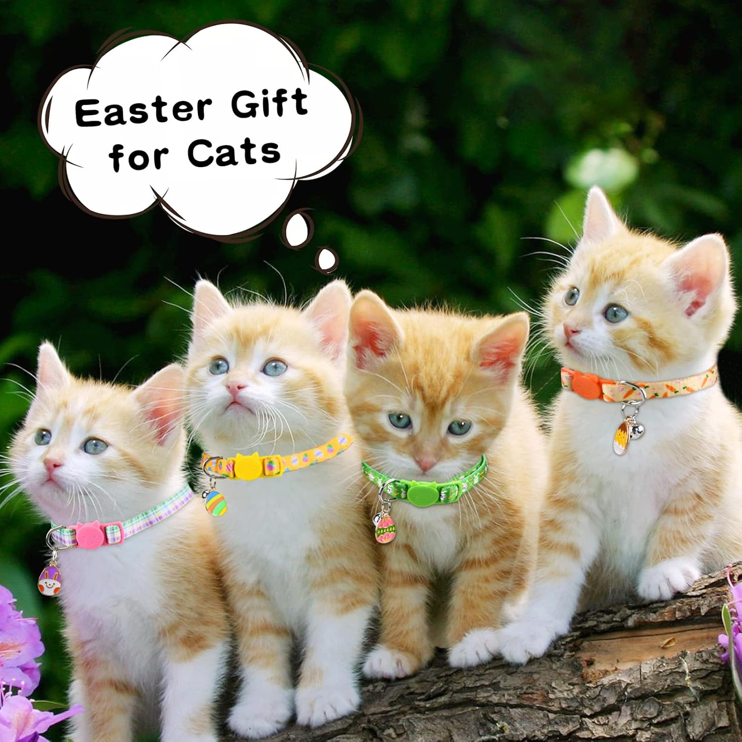 CooShou CooShou 4PCS Easter Cat Breakaway Collars with Bells and Egg Pendants Adjustable for Kittens and Small Dogs - View 7 of 7