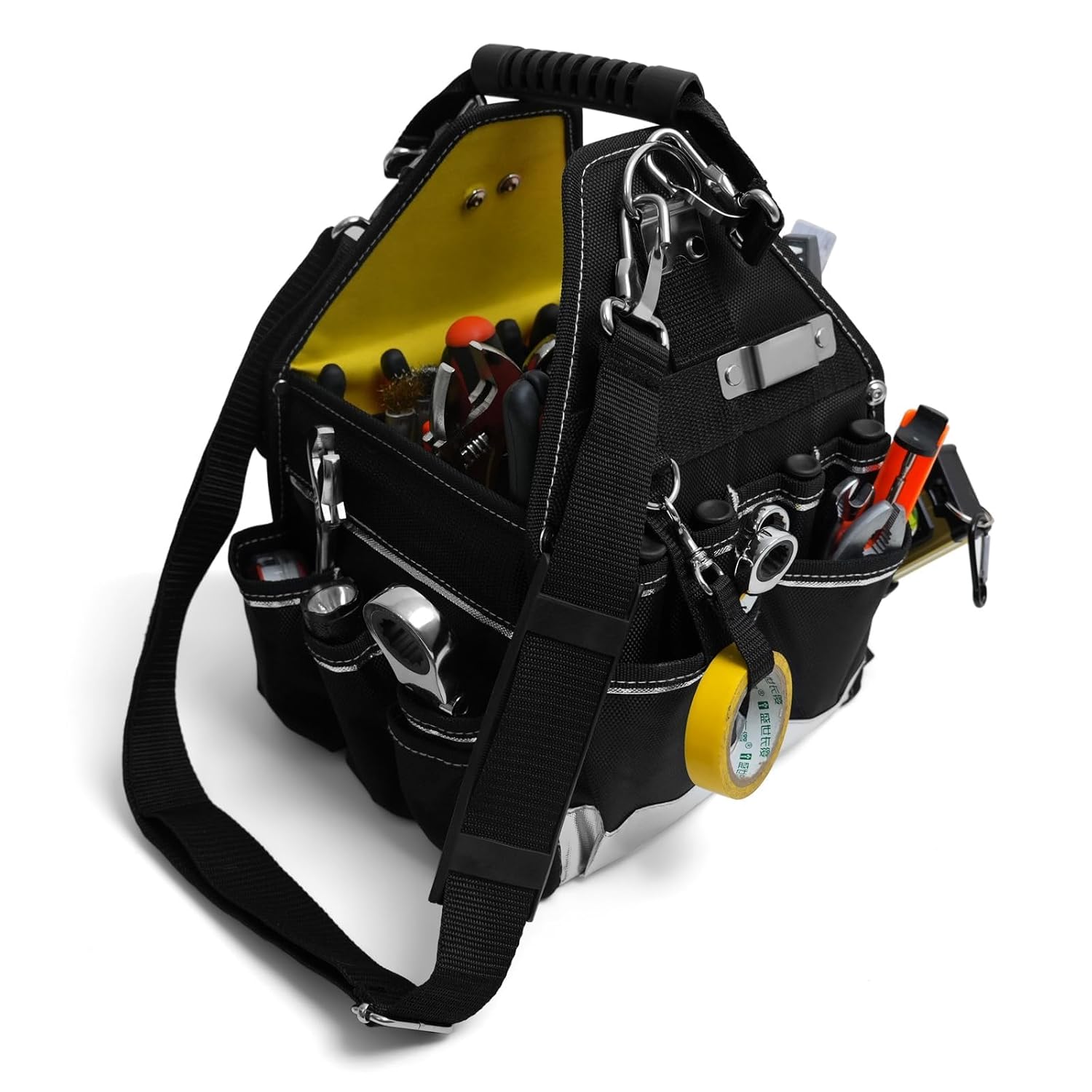 MARUTAI TOOL STORAGE Marutai 44 Pockets Tool Tote Bag Adjustable Straps Waterproof Base 10 Inch Electrician Tool Organizer for Men and Women