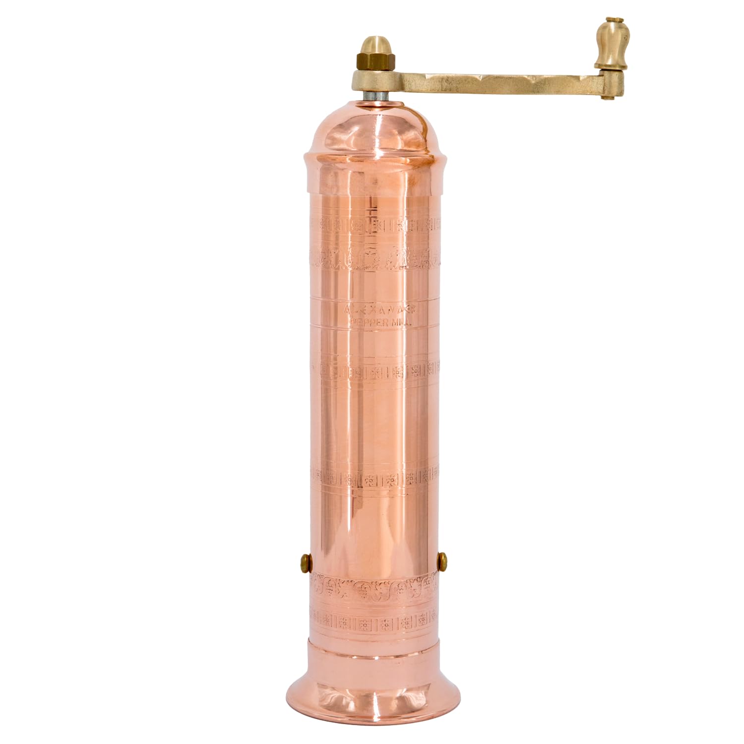 Alexander Home Alexander Home Original Greek Pepper Mill 10 Inch Tall European Grinder with Crank Handle Manual Refillable Copper