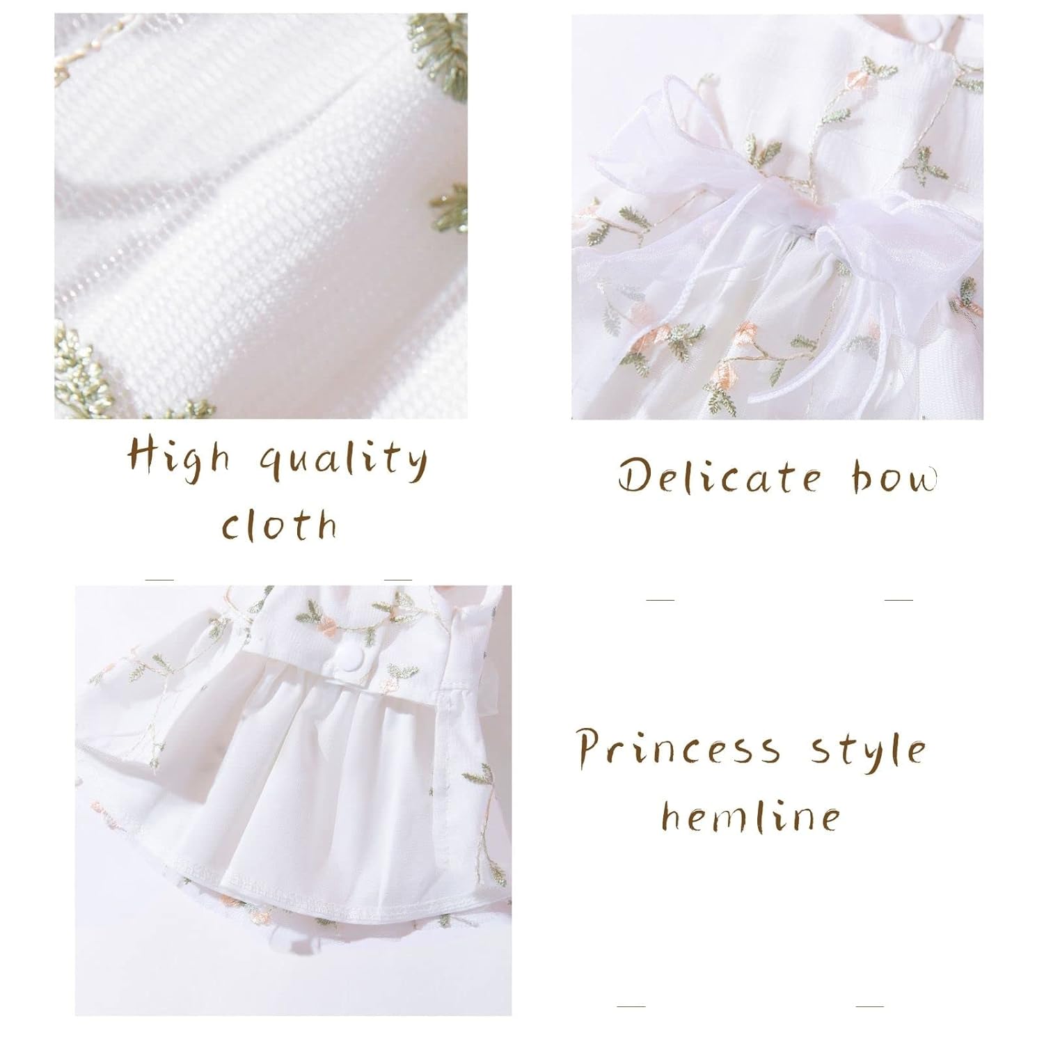 BIECWIAY Dog Princess Dress for Puppies Lace Skirt Embroidered Bowknot Pet Outfit for Girls Wedding and Birthday Party Cat Apparel - View 2 of 5