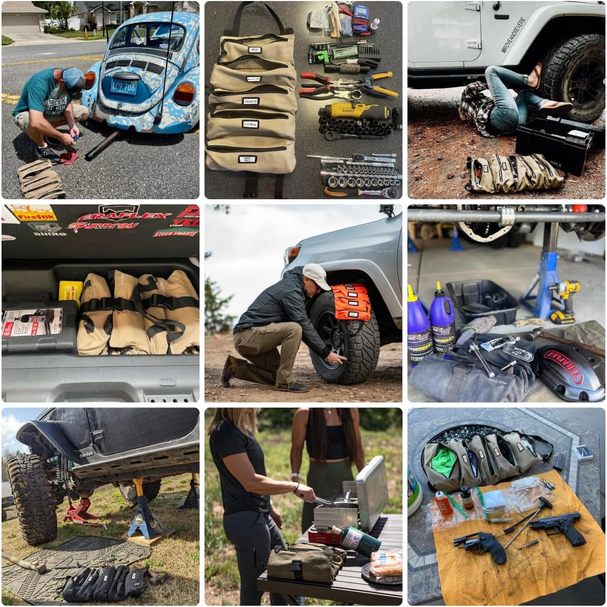 Official Tool Roll Official Legacy Tool Roll Bag Easy to Carry 5 Pocket Durable Canvas with Rust Proof Zippers Perfect Gift for Dads Mechanics and Hobbyists Army Green - View 7 of 9