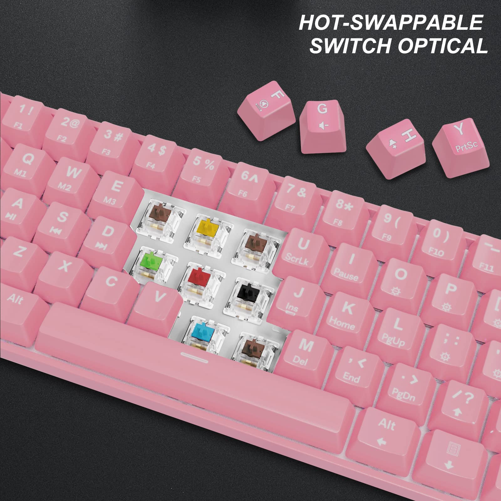 targeal 60% Mechanical Gaming Keyboard - 61 Keys Red Switch Quiet Office Computer Keyboard - Multi Color RGB Rainbow Led Backlit - Programmable for - View 4 of 8