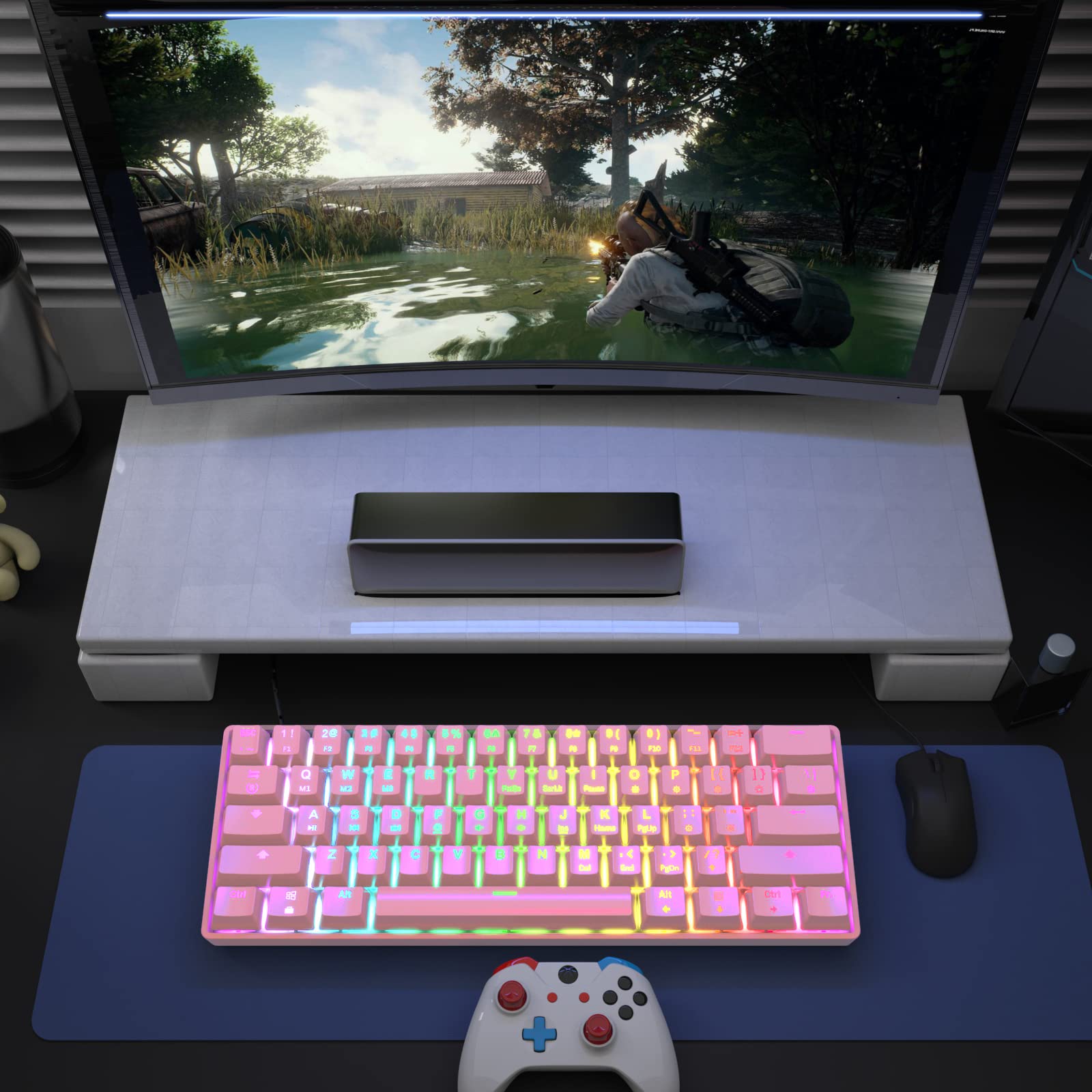 targeal 60% Mechanical Gaming Keyboard - 61 Keys Red Switch Quiet Office Computer Keyboard - Multi Color RGB Rainbow Led Backlit - Programmable for - View 8 of 8