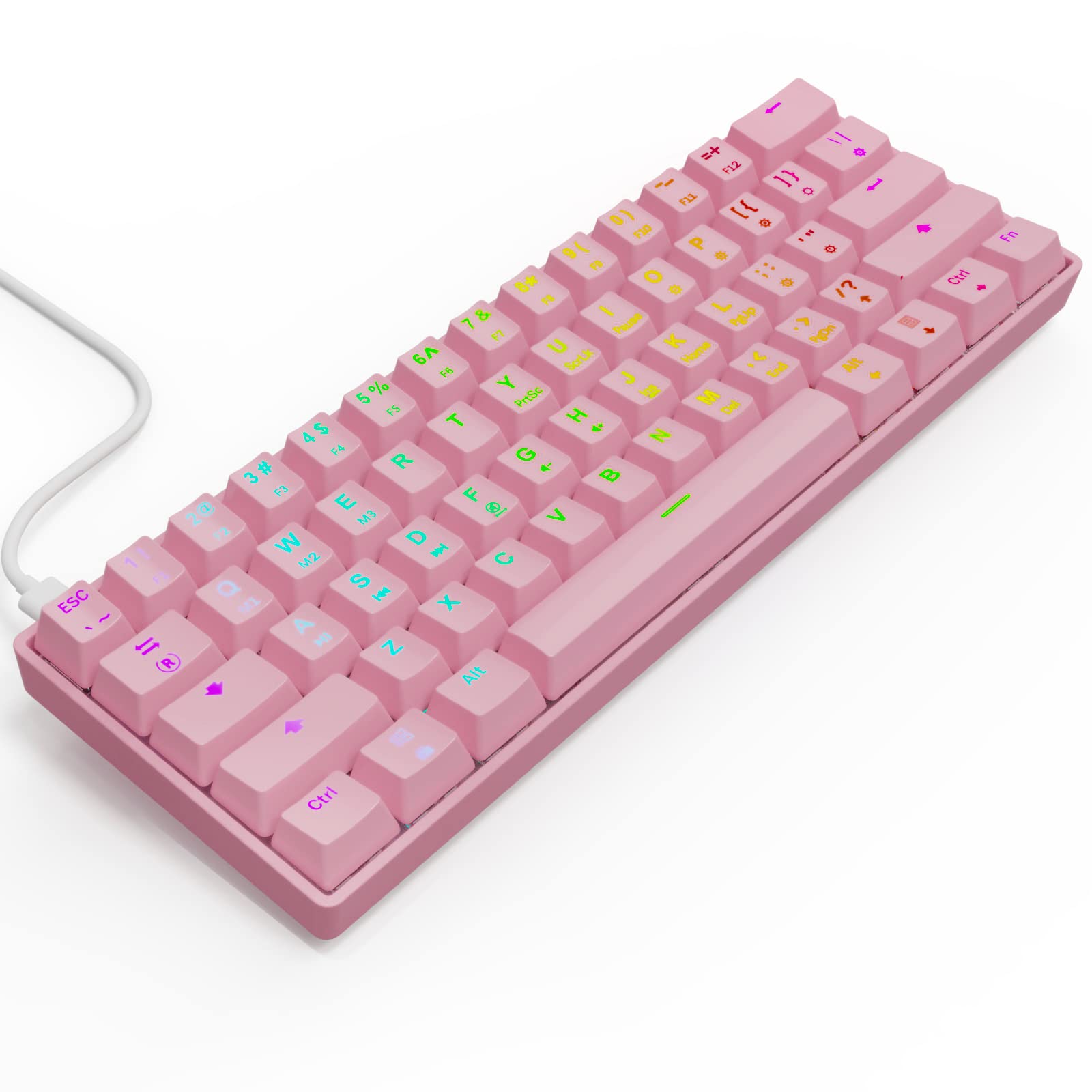 targeal 60% Mechanical Gaming Keyboard - 61 Keys Red Switch Quiet Office Computer Keyboard - Multi Color RGB Rainbow Led Backlit - Programmable for