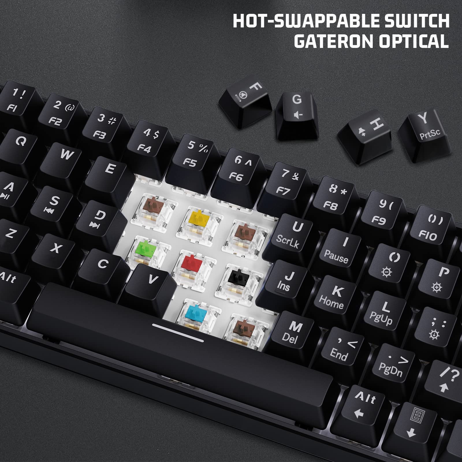 targeal 60% Mechanical Gaming Keyboard - 61 Keys Yellow Switch Quiet Office Computer Keyboard - Multi Color RGB Rainbow Led Backlit - Programmable - View 8 of 9