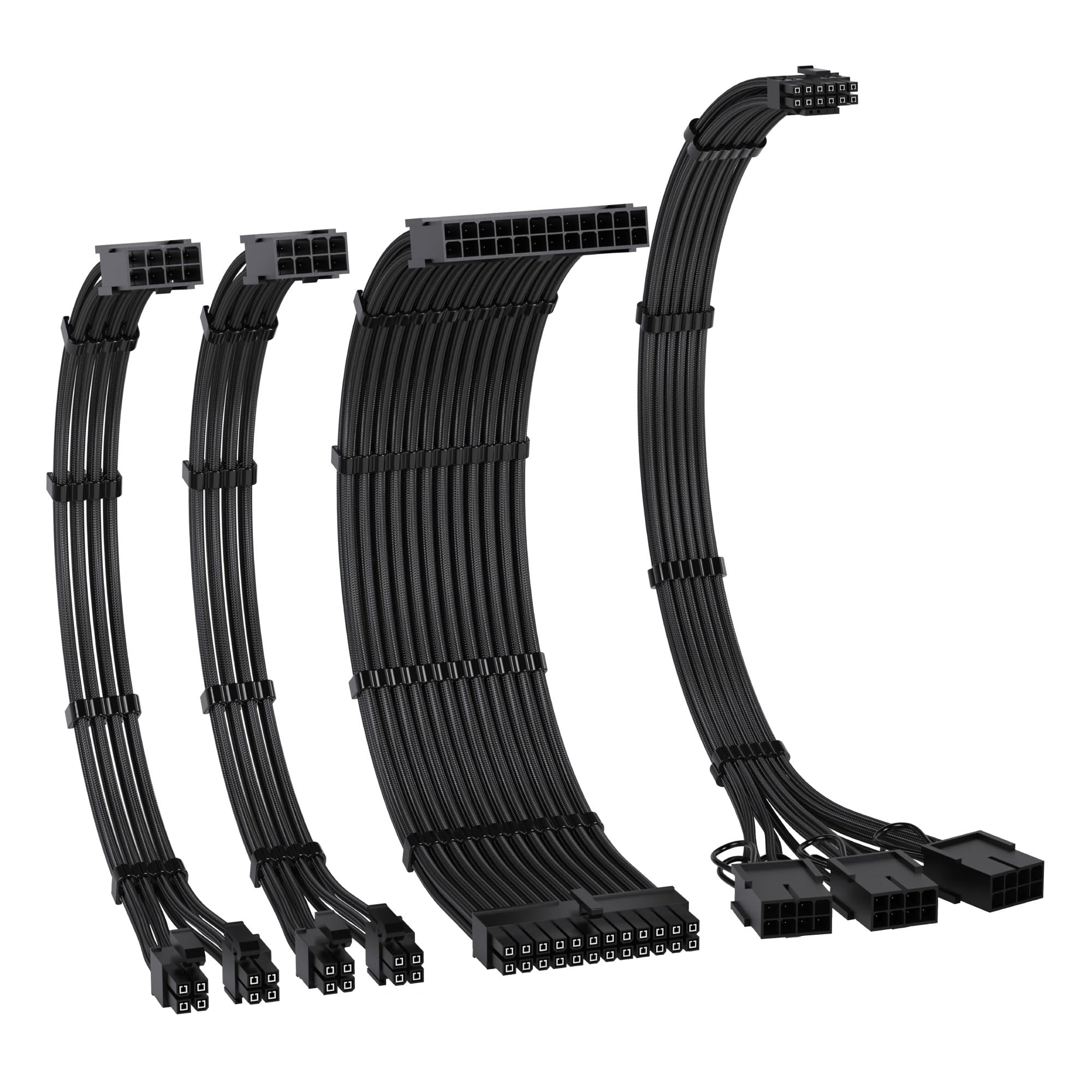 EZDIY-FAB PCIE 5.0 12VHPWR Sleeved Cable Kit, 16AWG Power Supply Cable Extension, PC PSU Sleeved Cable, 24PIN-ATX (4+4) PIN-EPS (12+4) PIN to 3X 8