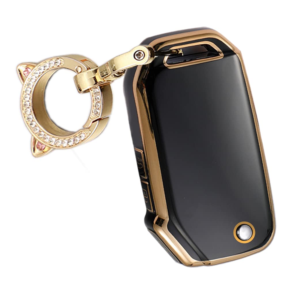 ontto 3-Button Key Fob Shell with Keychain Compatible with Kia Flip Folding Remote Durable TPU Key Housing for Forte Seltos Soul Sportage Sorento