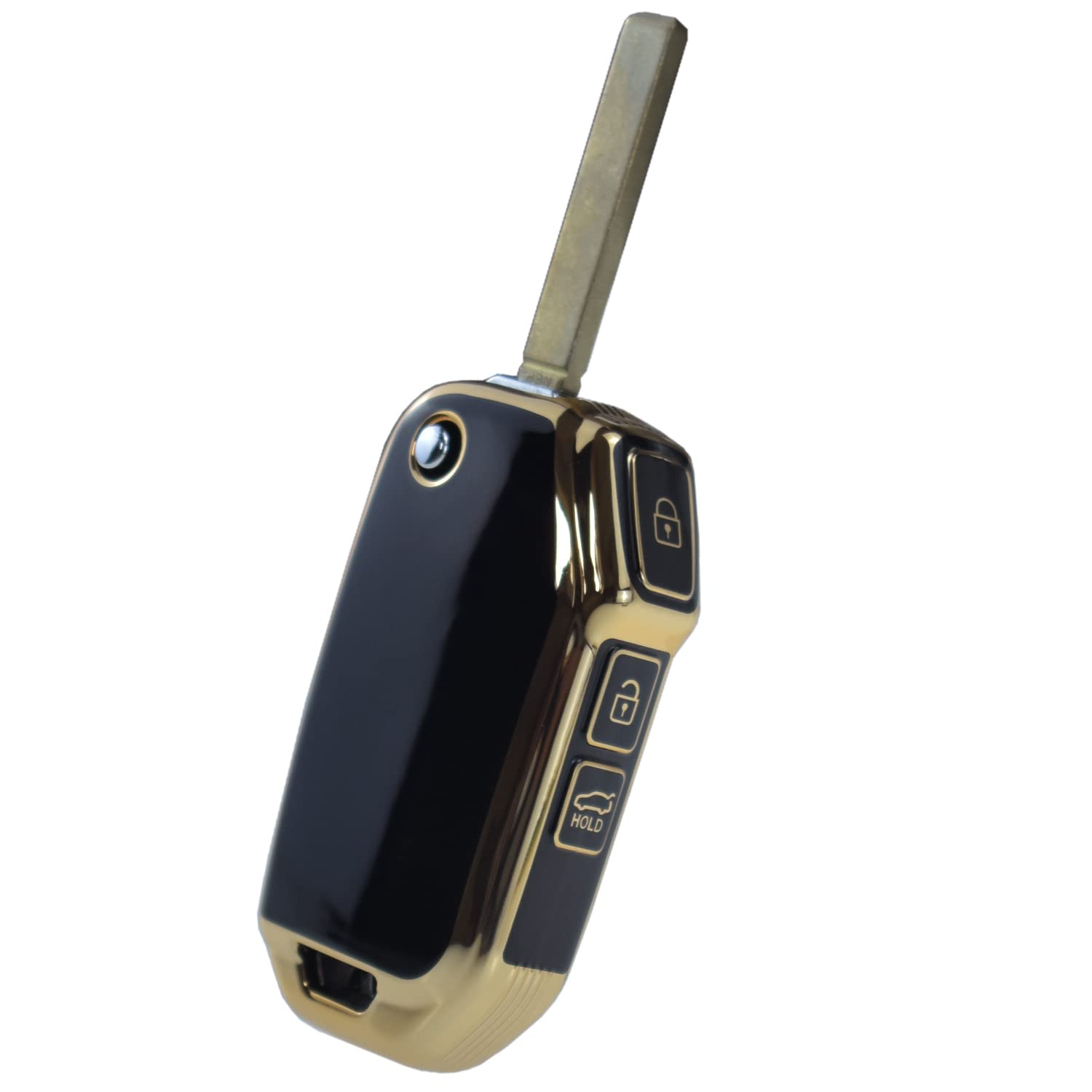 ontto 3-button Key Fob Holder with Keychain Compatible with Kia Flip Folding Remote TPU Car Key Glove for Forte Seltos Soul Sportage Sorento Cerato - View 3 of 5