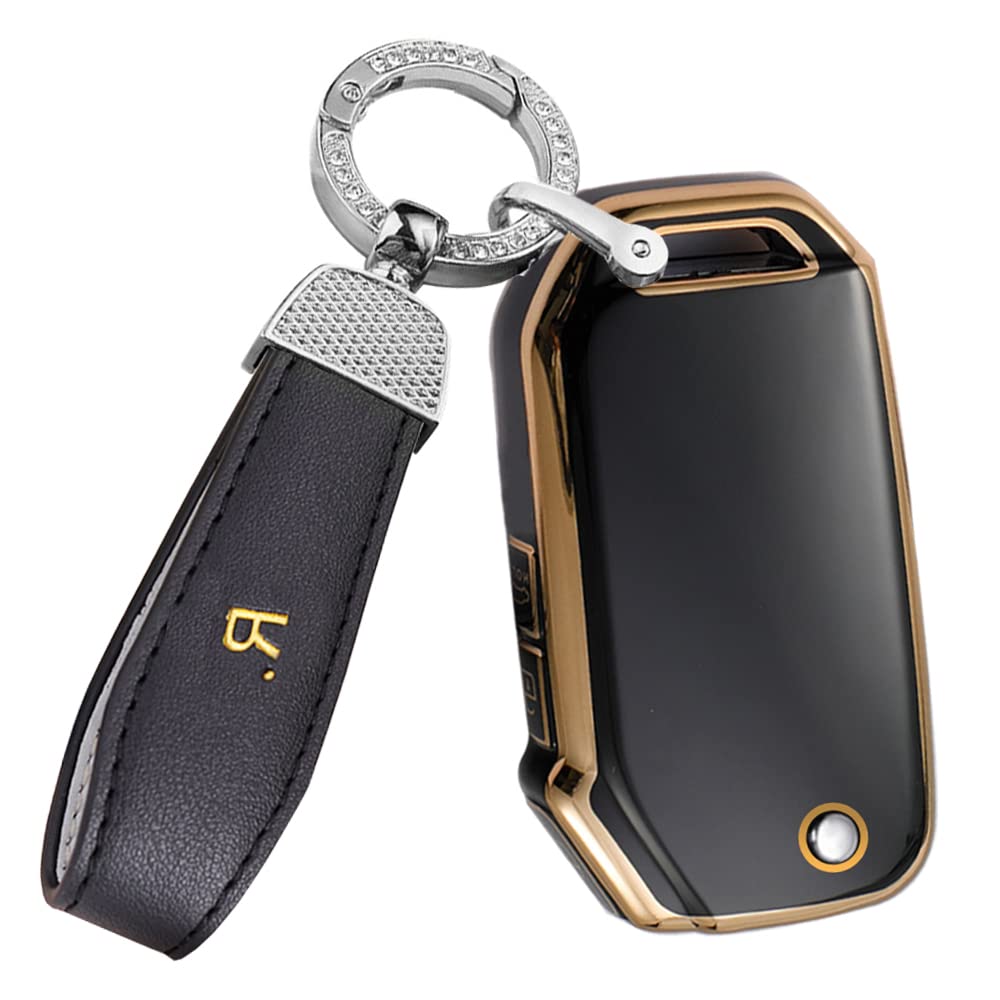 ontto 3-button Key Fob Holder with Keychain Compatible with Kia Flip Folding Remote TPU Car Key Glove for Forte Seltos Soul Sportage Sorento Cerato
