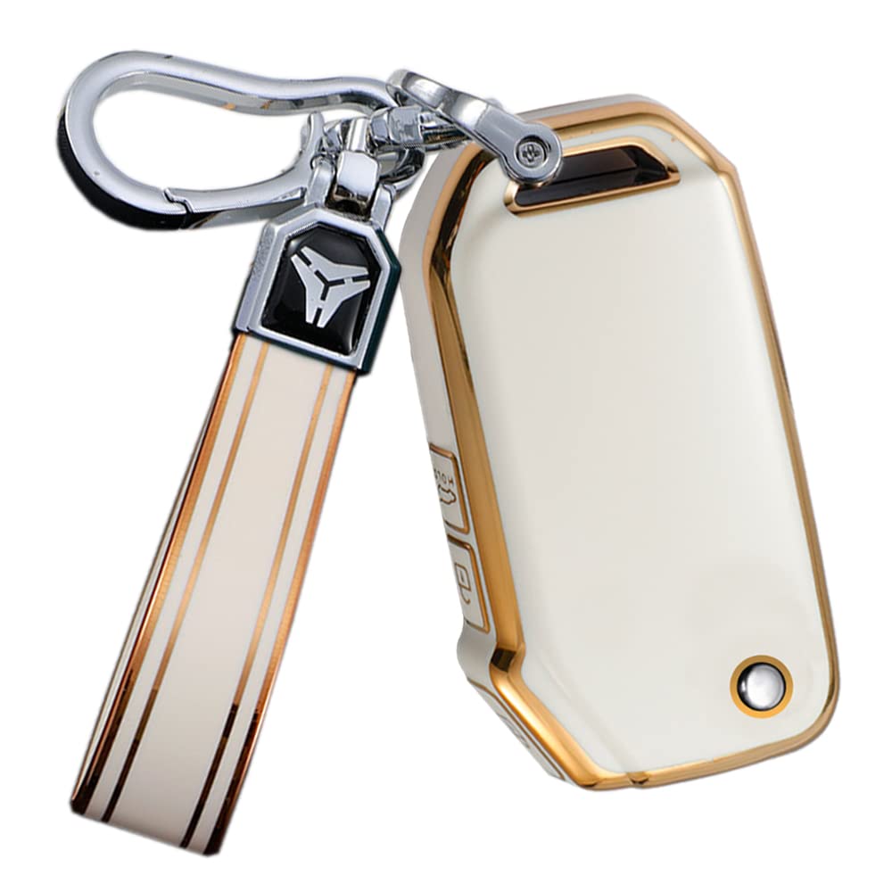 ontto 3-Button Key Fob Protector with Keychain Compatible with Kia Flip Folding Remote Soft TPU Key Skin Case for Forte Seltos Soul Sportage Sorento