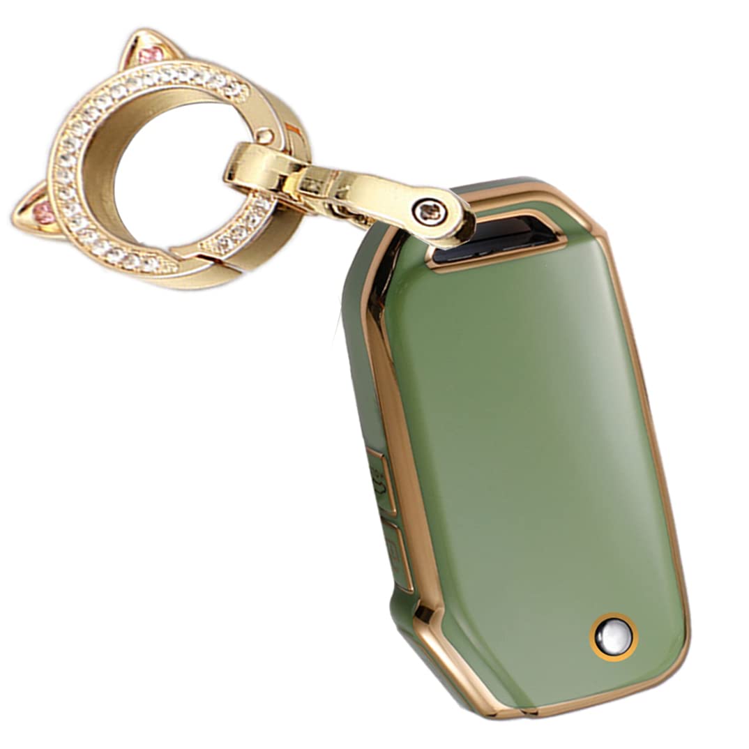 ontto 3-Button Key Fob Shell with Keychain Compatible with Kia Flip Folding Remote Durable TPU Key Housing for Forte Seltos Soul Sportage Sorento