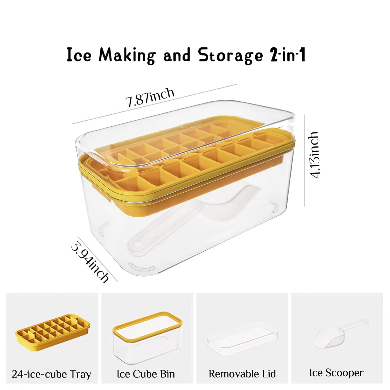 ELXXROONM ELXXROONM Silicone Ice Cube Tray with Lid and Bin 24 pcs Easy-release Ice Molds for Freezer Ideal for Cocktails Whiskey and Coffee - View 2 of 7