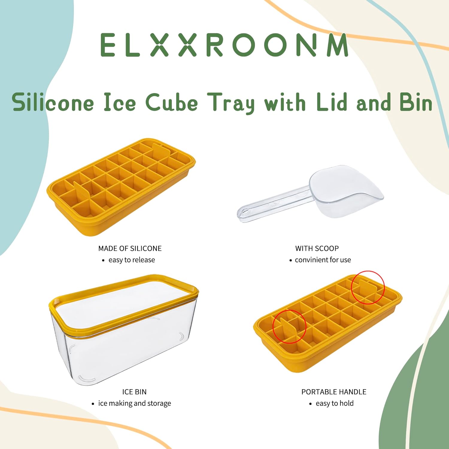 ELXXROONM ELXXROONM Silicone Ice Cube Tray with Lid and Bin 24 pcs Easy-release Ice Molds for Freezer Ideal for Cocktails Whiskey and Coffee - View 4 of 7