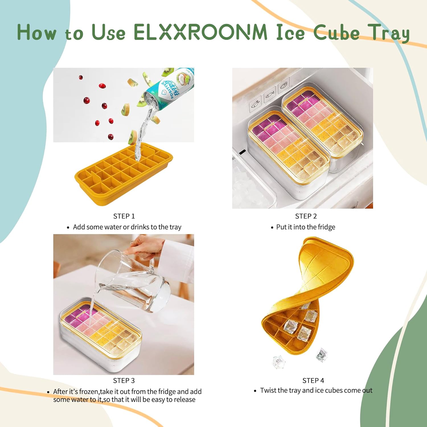 ELXXROONM ELXXROONM Silicone Ice Cube Tray with Lid and Bin 24 pcs Easy-release Ice Molds for Freezer Ideal for Cocktails Whiskey and Coffee - View 5 of 7