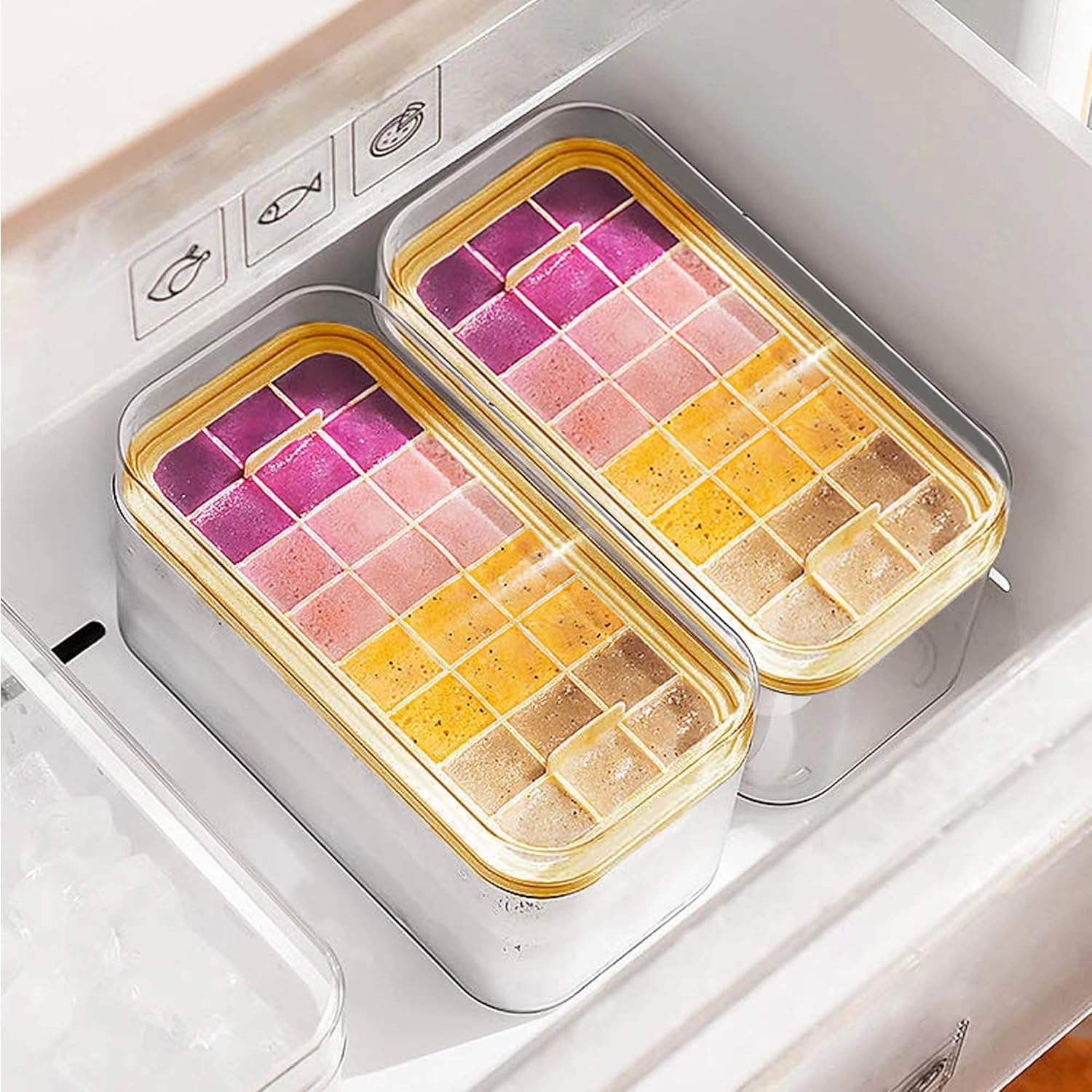 ELXXROONM ELXXROONM Silicone Ice Cube Tray with Lid and Bin 24 pcs Easy-release Ice Molds for Freezer Ideal for Cocktails Whiskey and Coffee - View 6 of 7