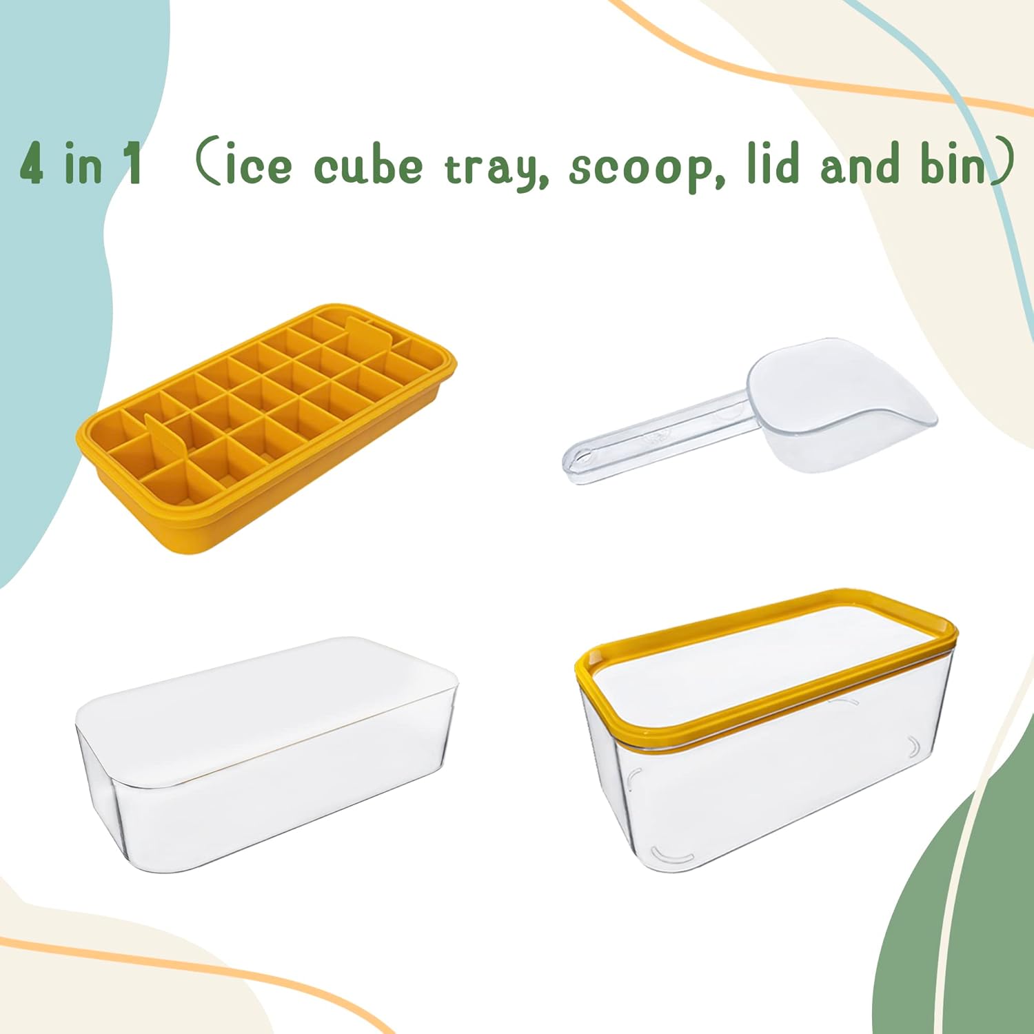 ELXXROONM ELXXROONM Silicone Ice Cube Tray with Lid and Bin 24 pcs Easy-release Ice Molds for Freezer Ideal for Cocktails Whiskey and Coffee - View 7 of 7