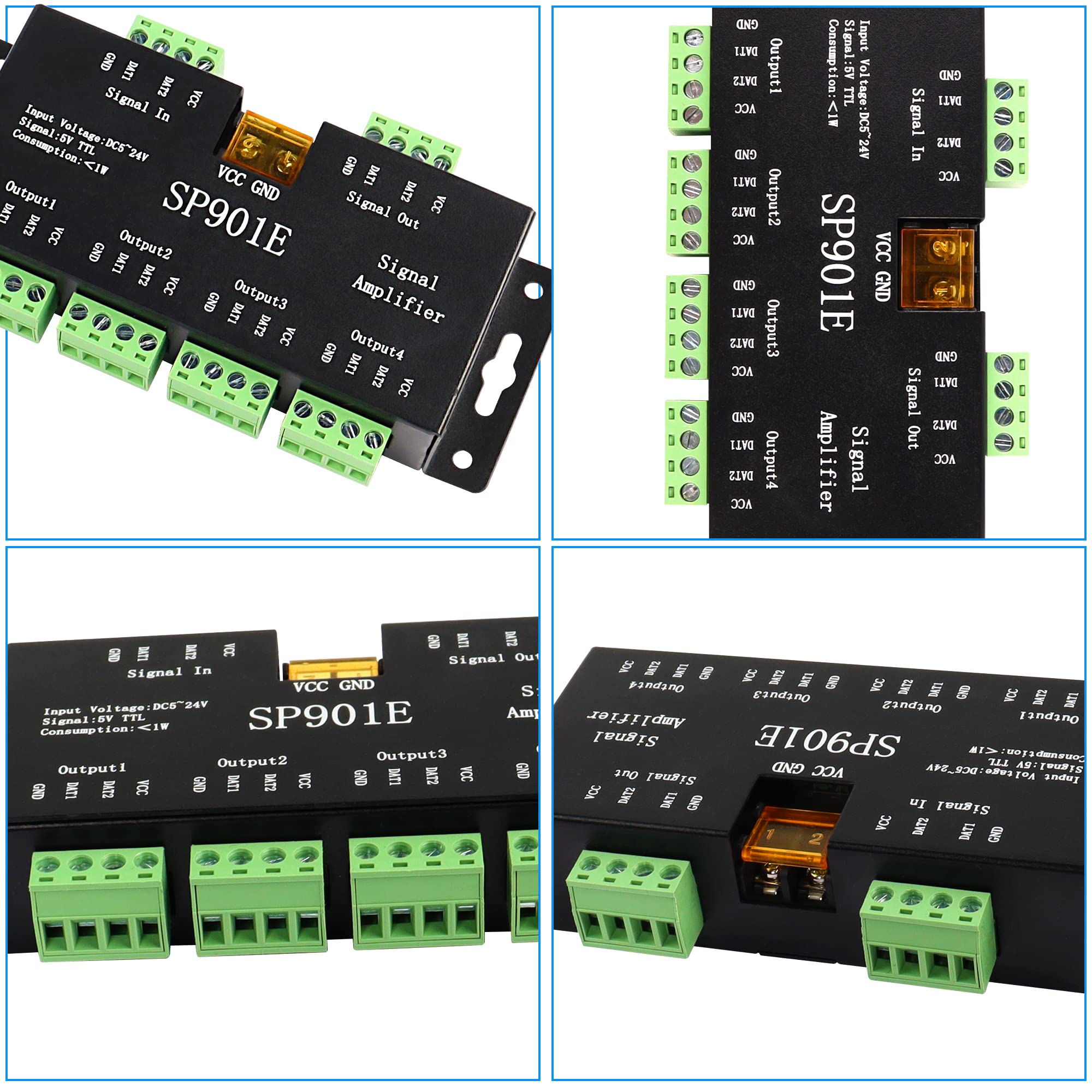 MEIRIYFA MEIRIYFA SP901E LED Pixel Strip Amplifier Controller for WS2812B WS2811 SK6812 RGB LED Lights DC 5V-24V Signal Data Repeater - View 2 of 7