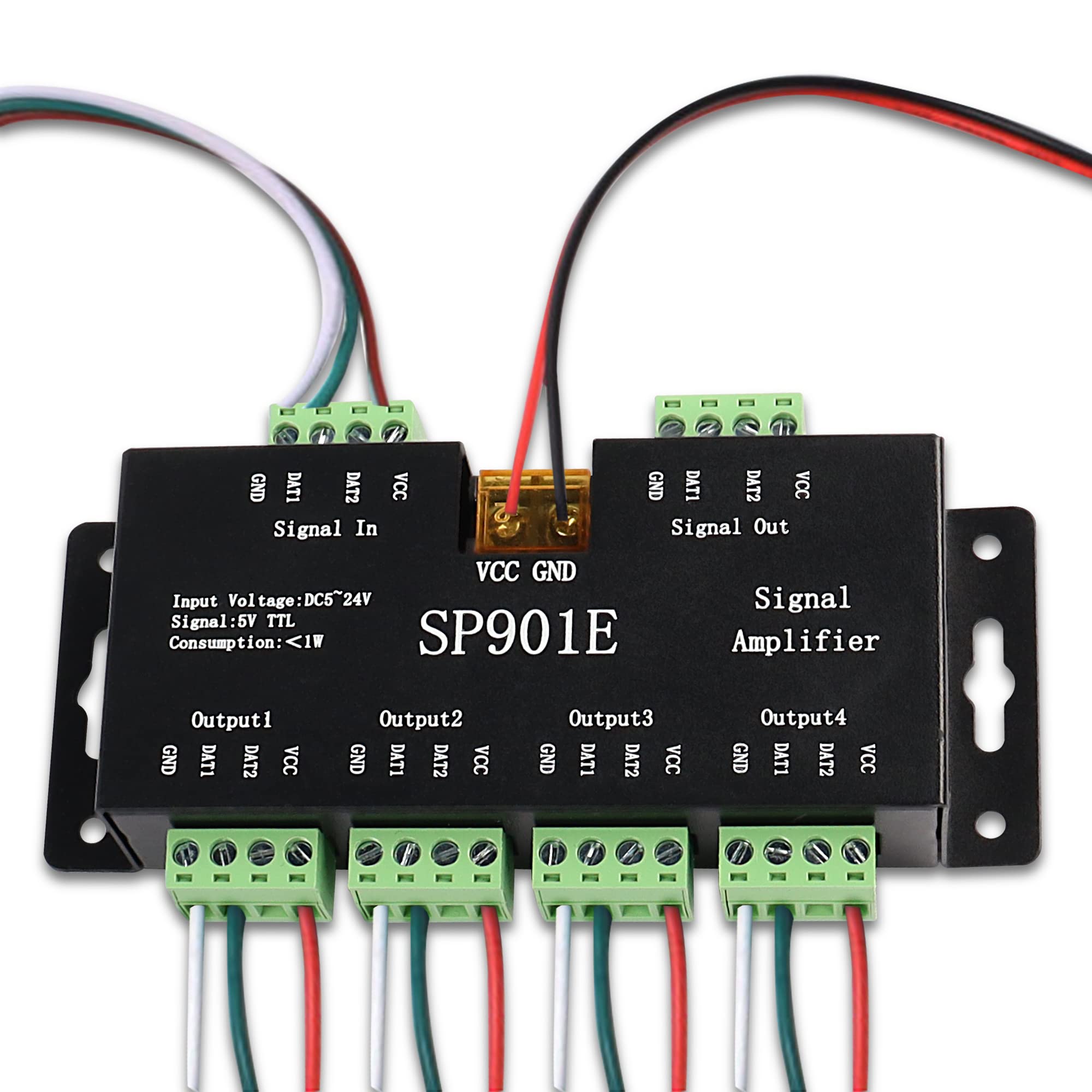 MEIRIYFA MEIRIYFA SP901E LED Pixel Strip Amplifier Controller for WS2812B WS2811 SK6812 RGB LED Lights DC 5V-24V Signal Data Repeater - View 7 of 7