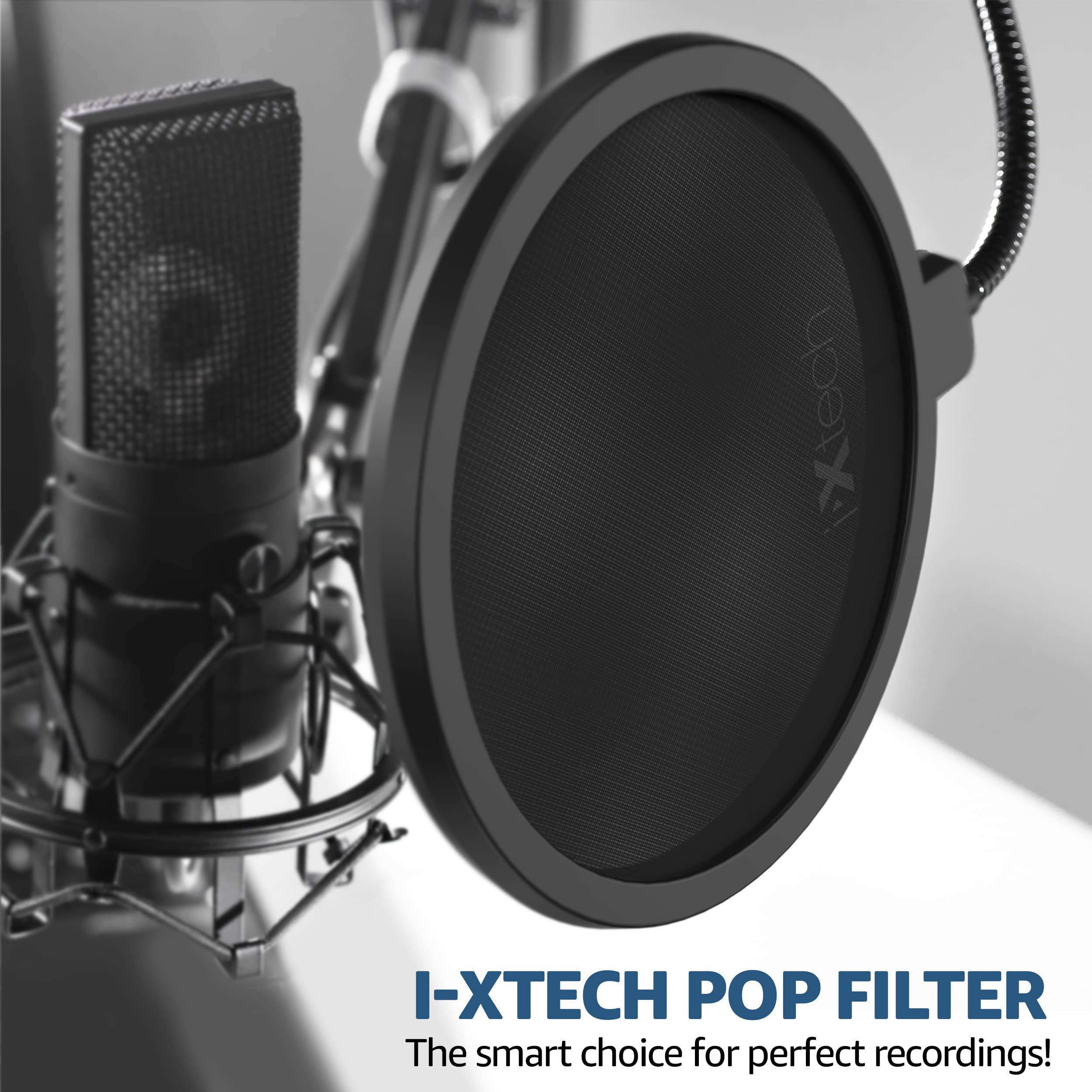 IXTECH Pop Filter for Mic Pop Filter for Blue Yeti Microphone Pop Filter Mic Pop Filter Dual Layered Sound Shield Guard Windscreen with a Flexible - View 4 of 7