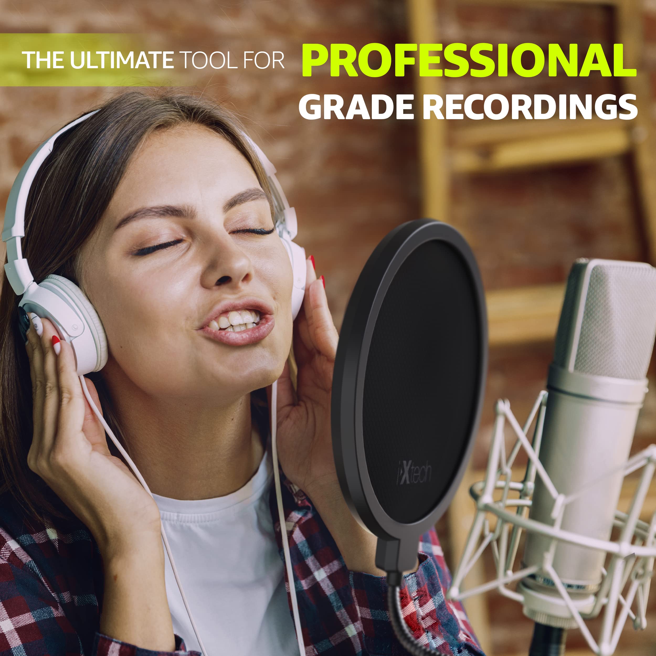 IXTECH Pop Filter for Mic Pop Filter for Blue Yeti Microphone Pop Filter Mic Pop Filter Dual Layered Sound Shield Guard Windscreen with a Flexible - View 5 of 7