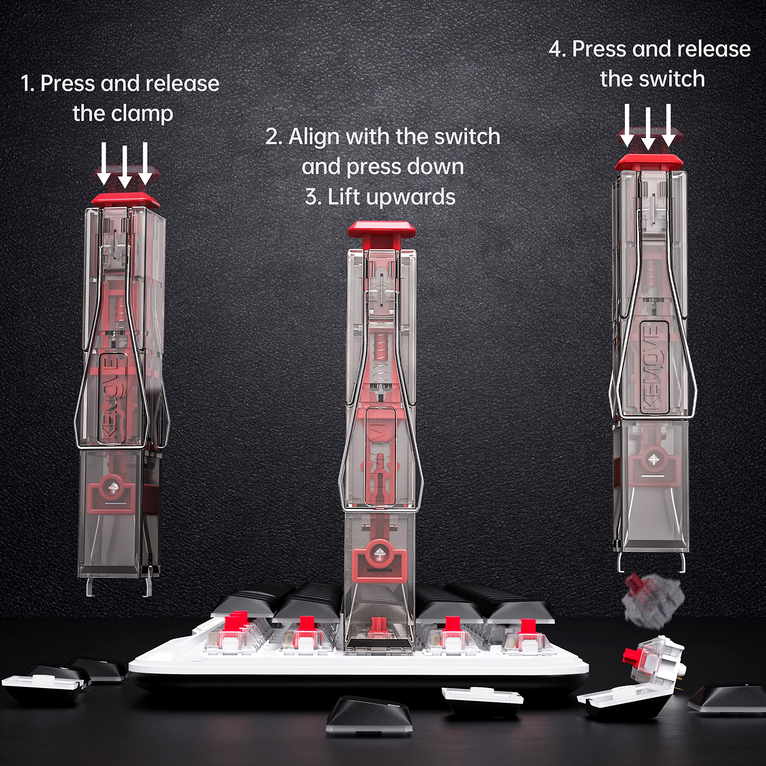 KEMOVE P10 2-in-1 Switch Puller Keycap Puller for Mechanical Keyboard, 304 Stainless Steel Key Switch Keycap Puller, Easily Remove and Replace Gaming - View 5 of 6