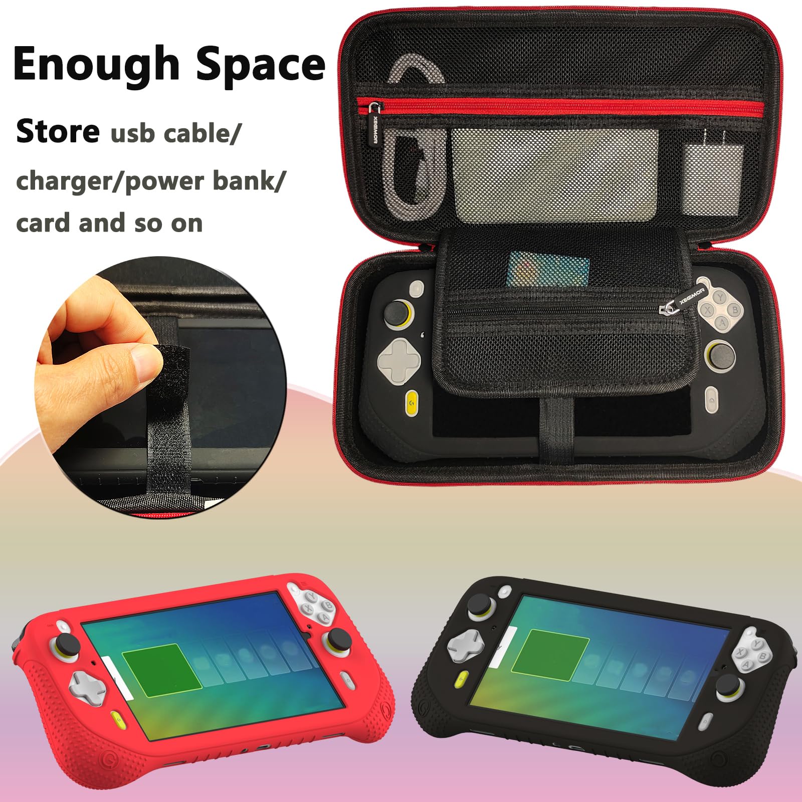 XEGIMOR Silicone Cover and Carrying Case for Logitech G Cloud Gaming Handheld with Screen Protector Black Console Accessories - View 7 of 7