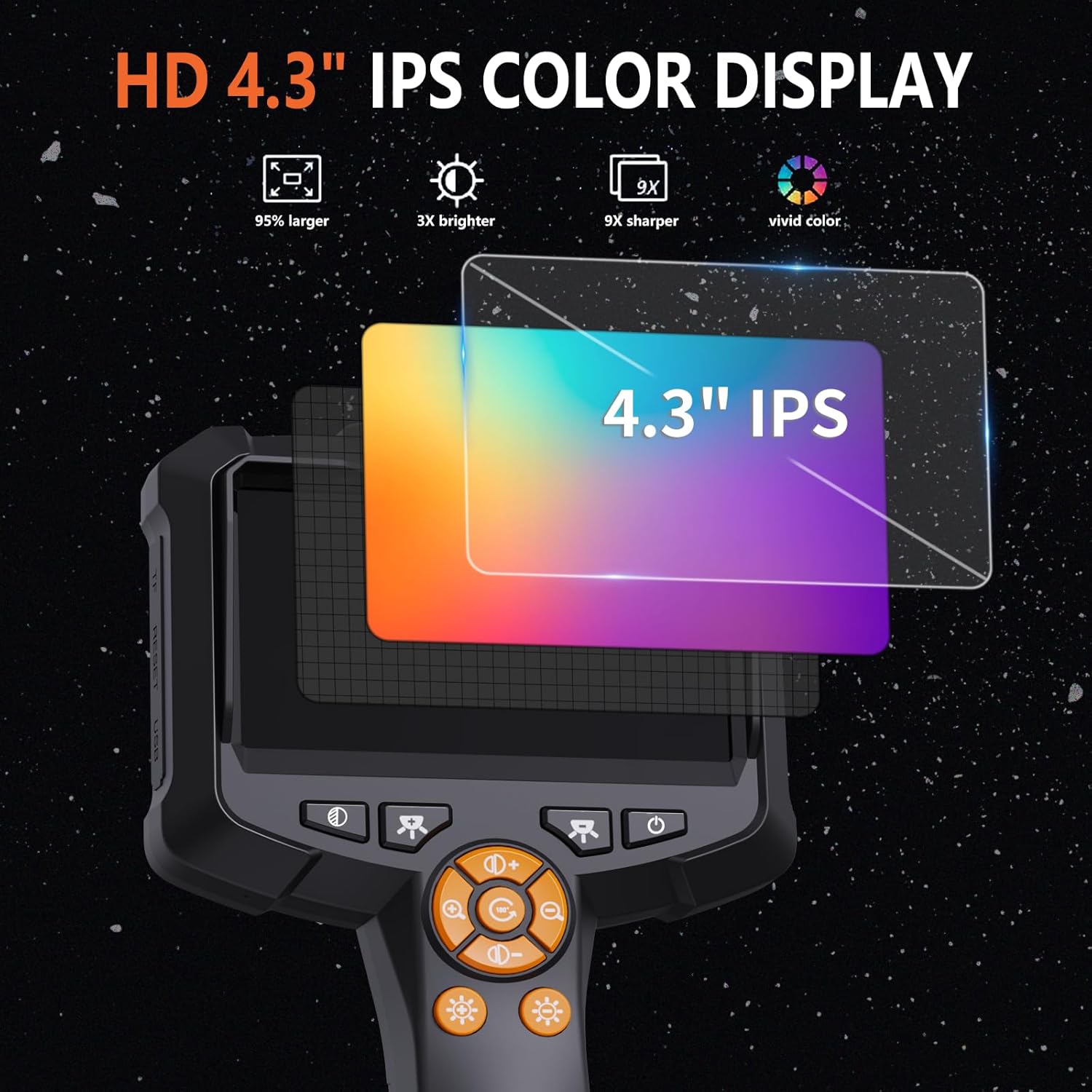 Daxiongmao Endoscope Camera 1080P HD with 8 LED Lights 4.3 Inch 16.4ft Waterproof Borescope Inspection Tools for Men - View 2 of 9